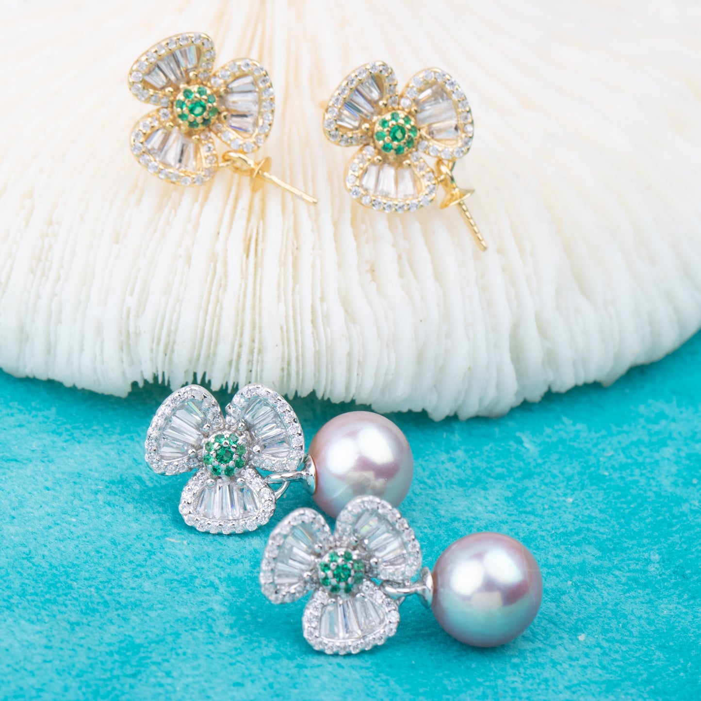 e010790 S925 pearl earring 925 sterling silver DIY 7-8mm Natural Freshwater pearl stud earring for women