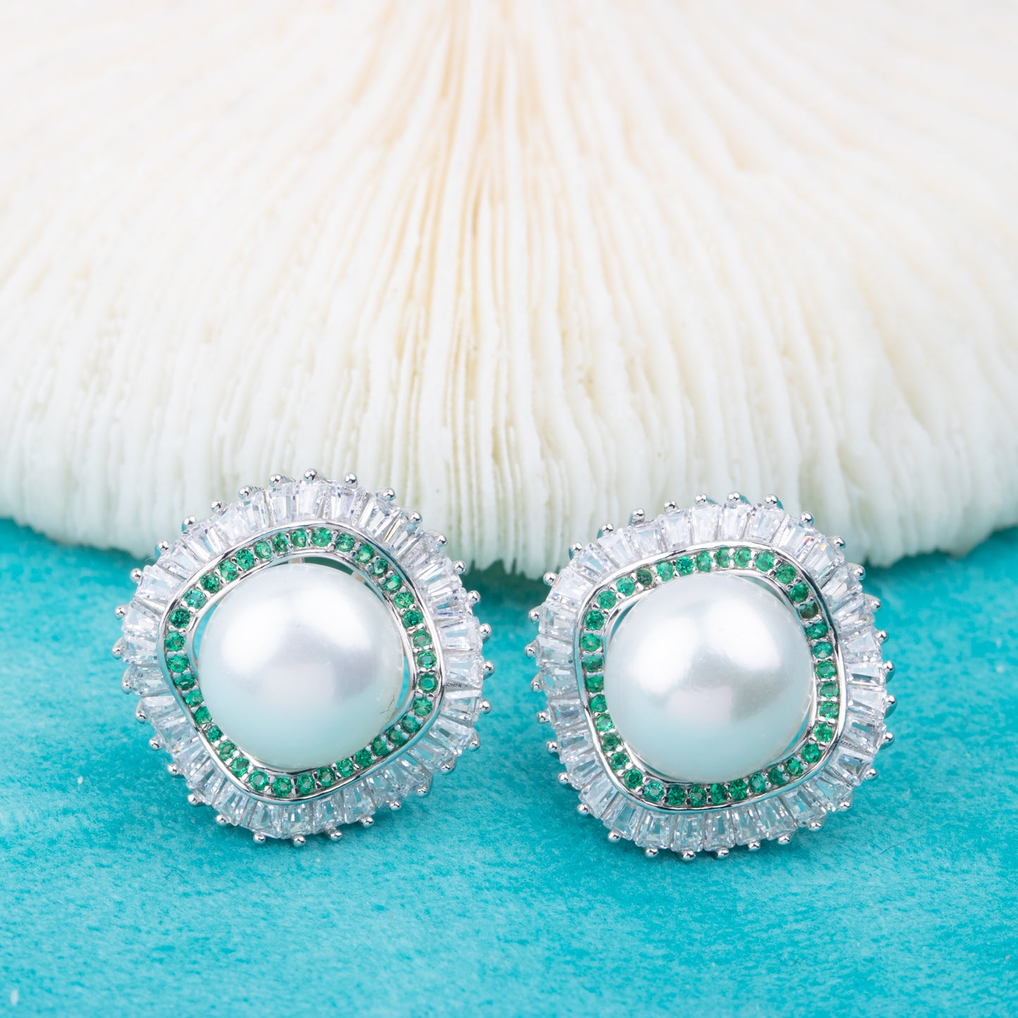 e010793 S925 pearl earring 925 sterling silver DIY 7-8mm Natural Freshwater pearl stud earring for women