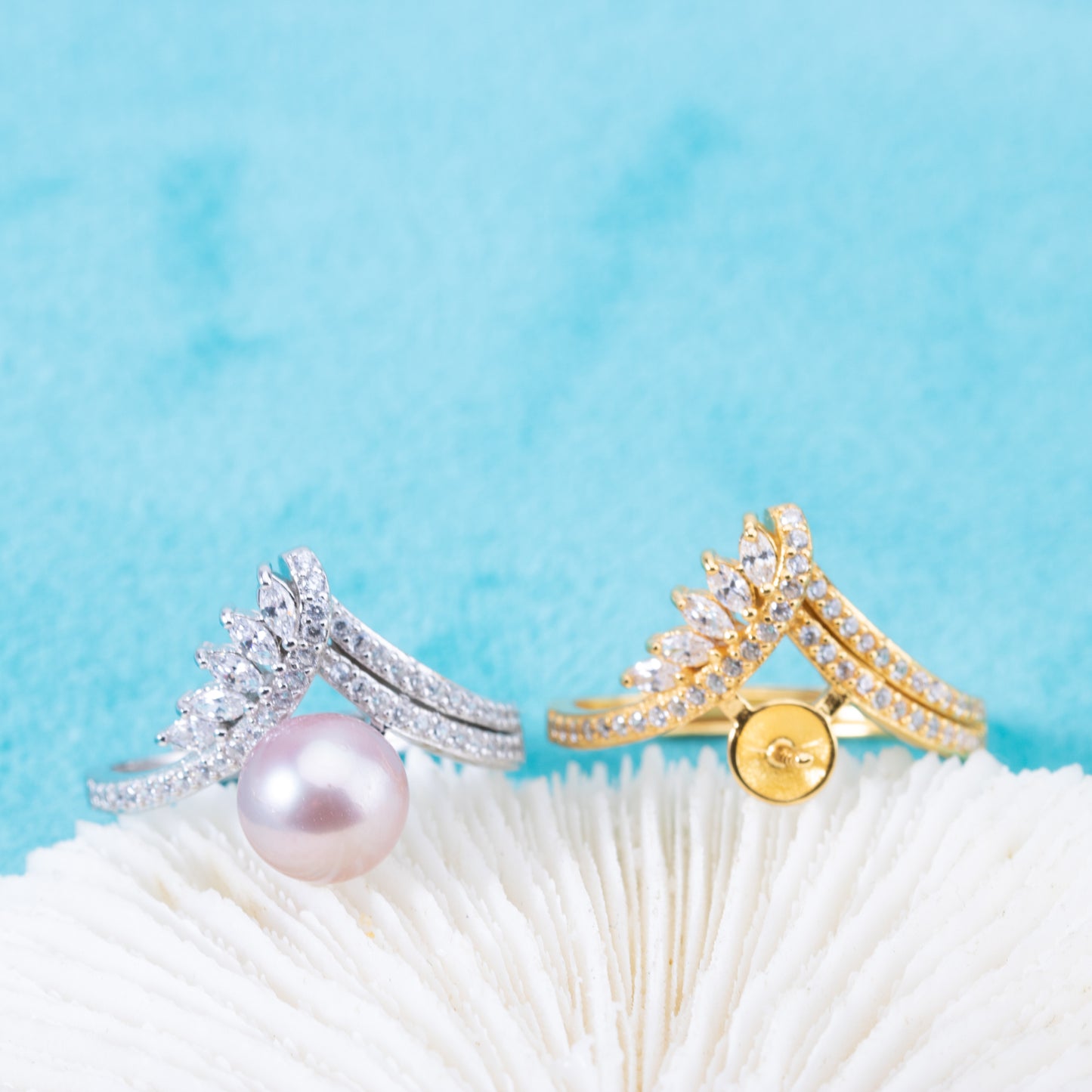 r010897 DIY 6-8mm Natural Freshwater pearl Ring accessory 925 sterling silver Adjustable size engagement jewelry ring for women