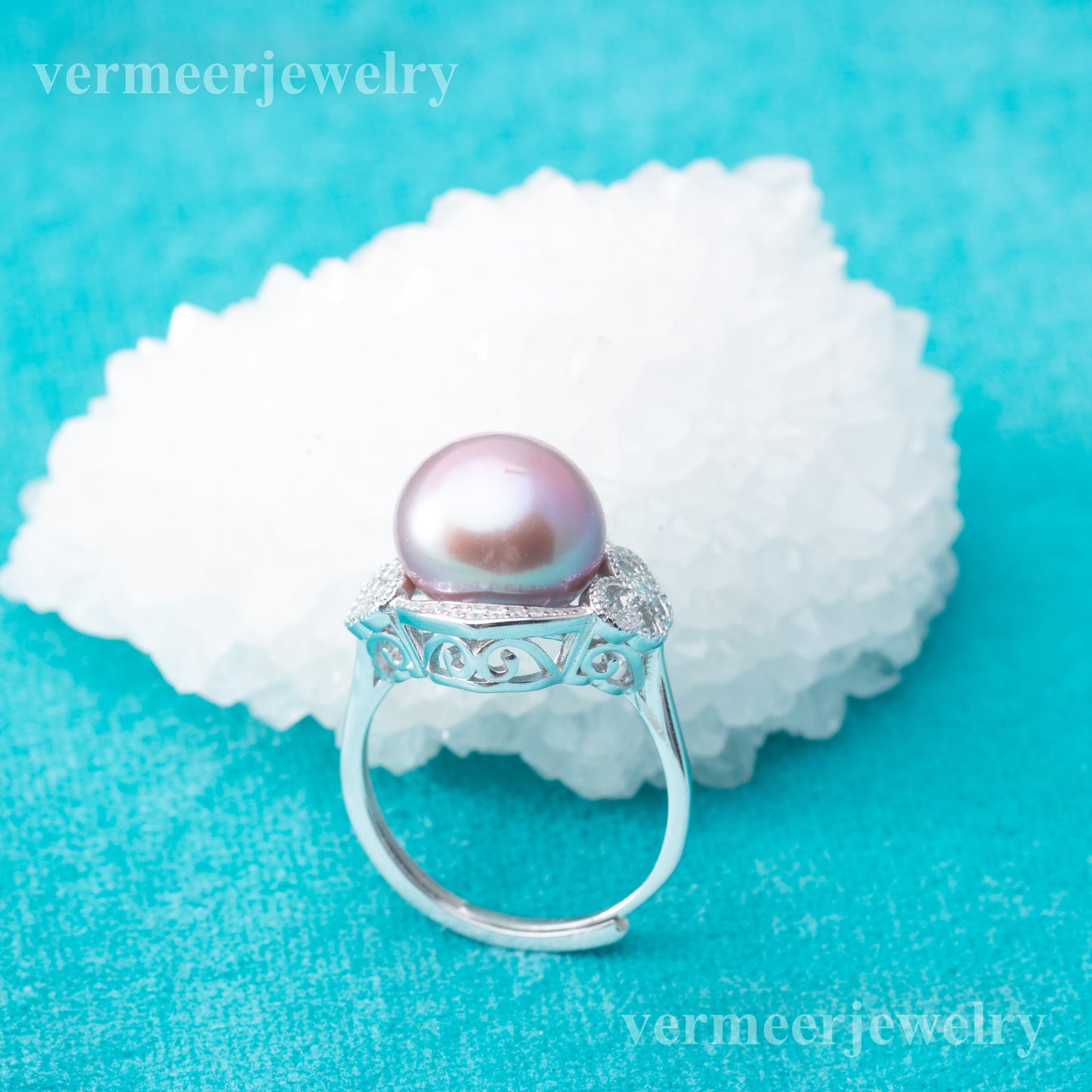 re010866 DIY 9-11mm Natural Freshwater pearl Ring accessory 925 sterling silver Adjustable size engagement ring for women