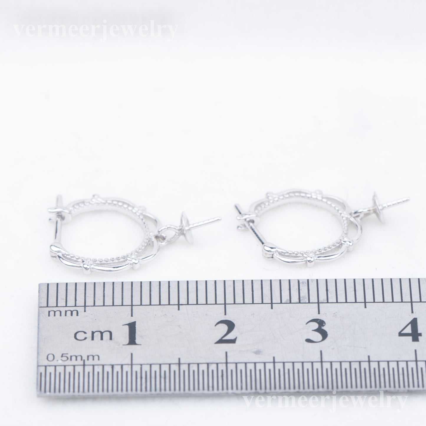 e010753 S925 pearl earring 925 sterling silver DIY 7-8mm Natural Freshwater pearl stud earring for women