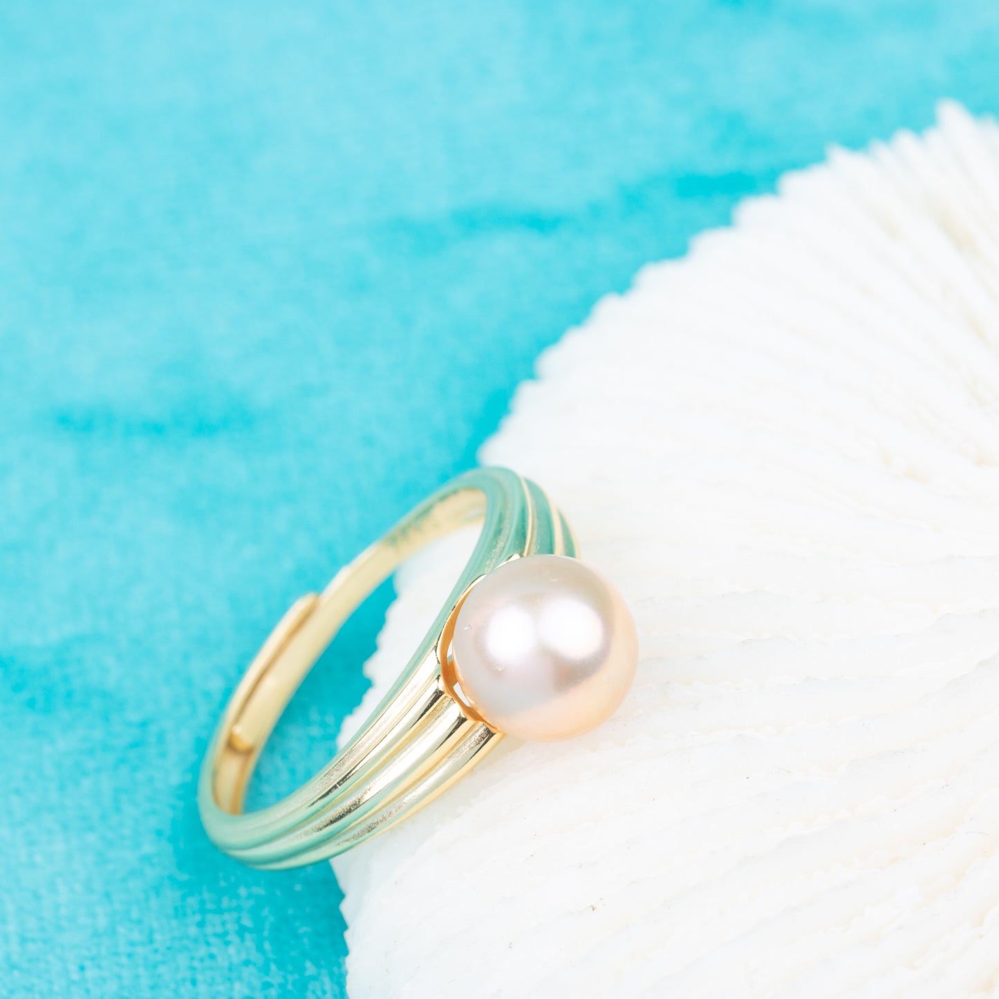 r010849 DIY 7-8mm Natural Freshwater pearl Ring accessory 925 sterling silver Adjustable size engagement jewelry ring for women