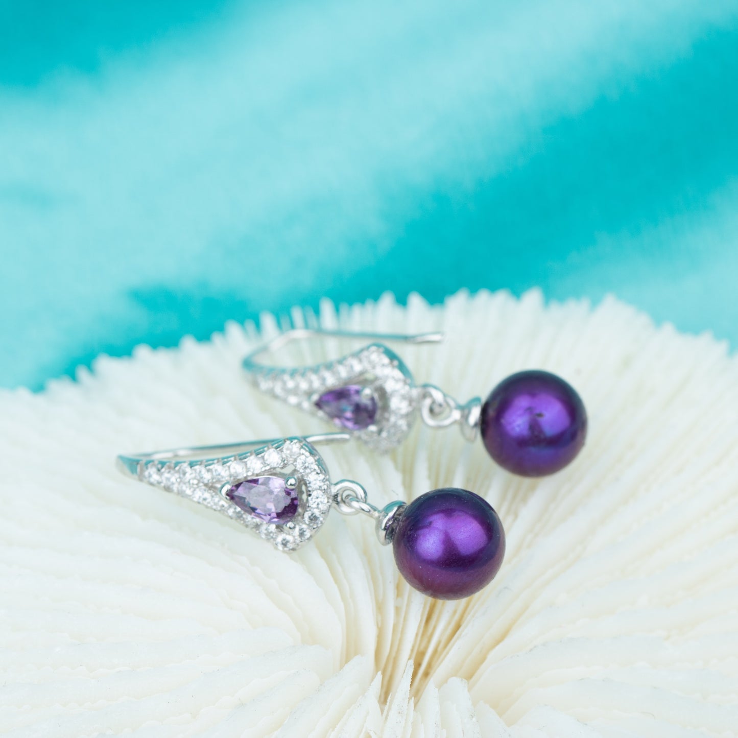 e050599 S925 pearl earring 925 sterling silver DIY 7-8mm Natural Freshwater pearl earring hook for women