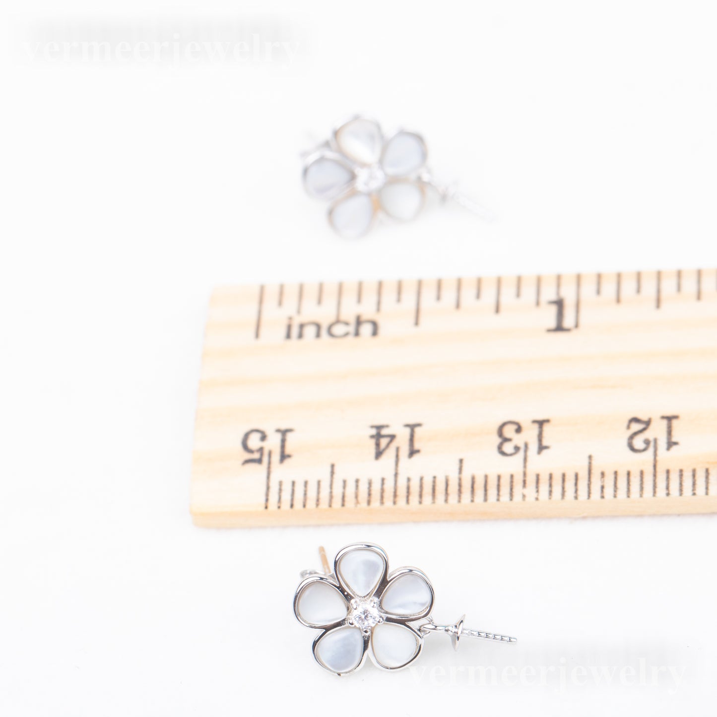 e010823 S925 pearl earring 925 sterling silver DIY 7-8mm Natural Freshwater pearl stud earring for women