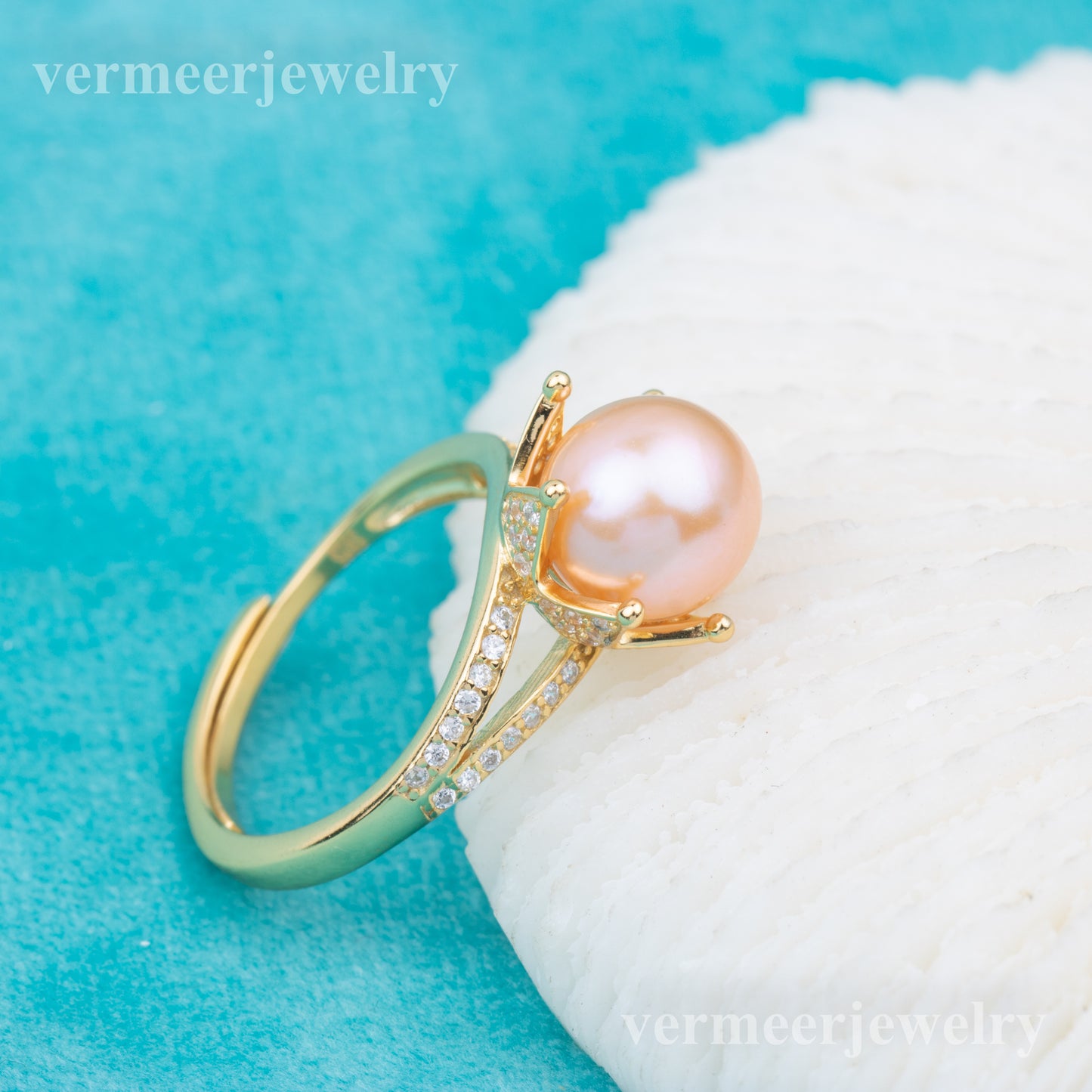r010808 DIY 7-8mm Natural Freshwater pearl Ring accessory 925 sterling silver Adjustable size engagement jewelry ring for women