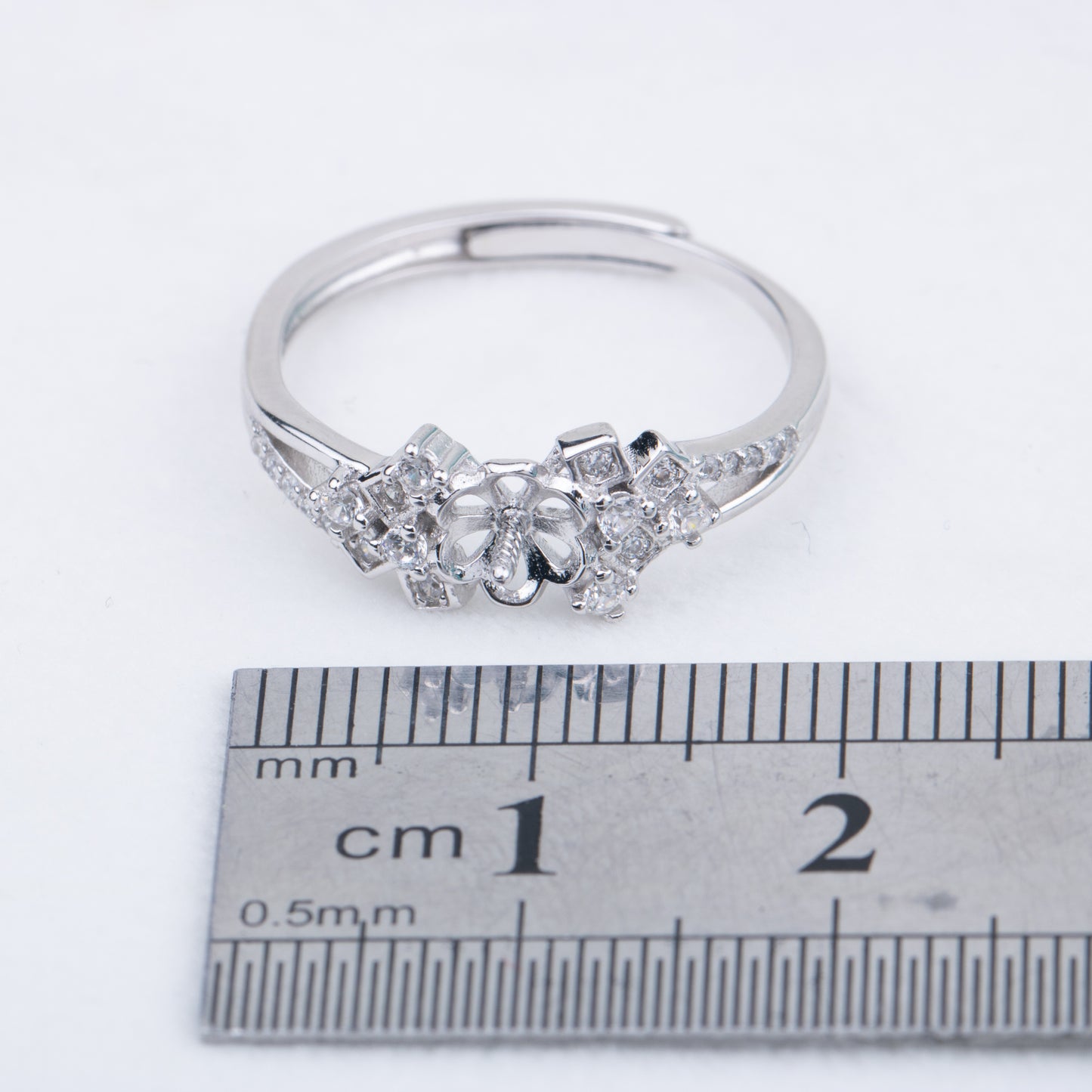r010805 DIY 7-8mm Natural Freshwater pearl Ring accessory 925 sterling silver Adjustable size engagement jewelry ring for women