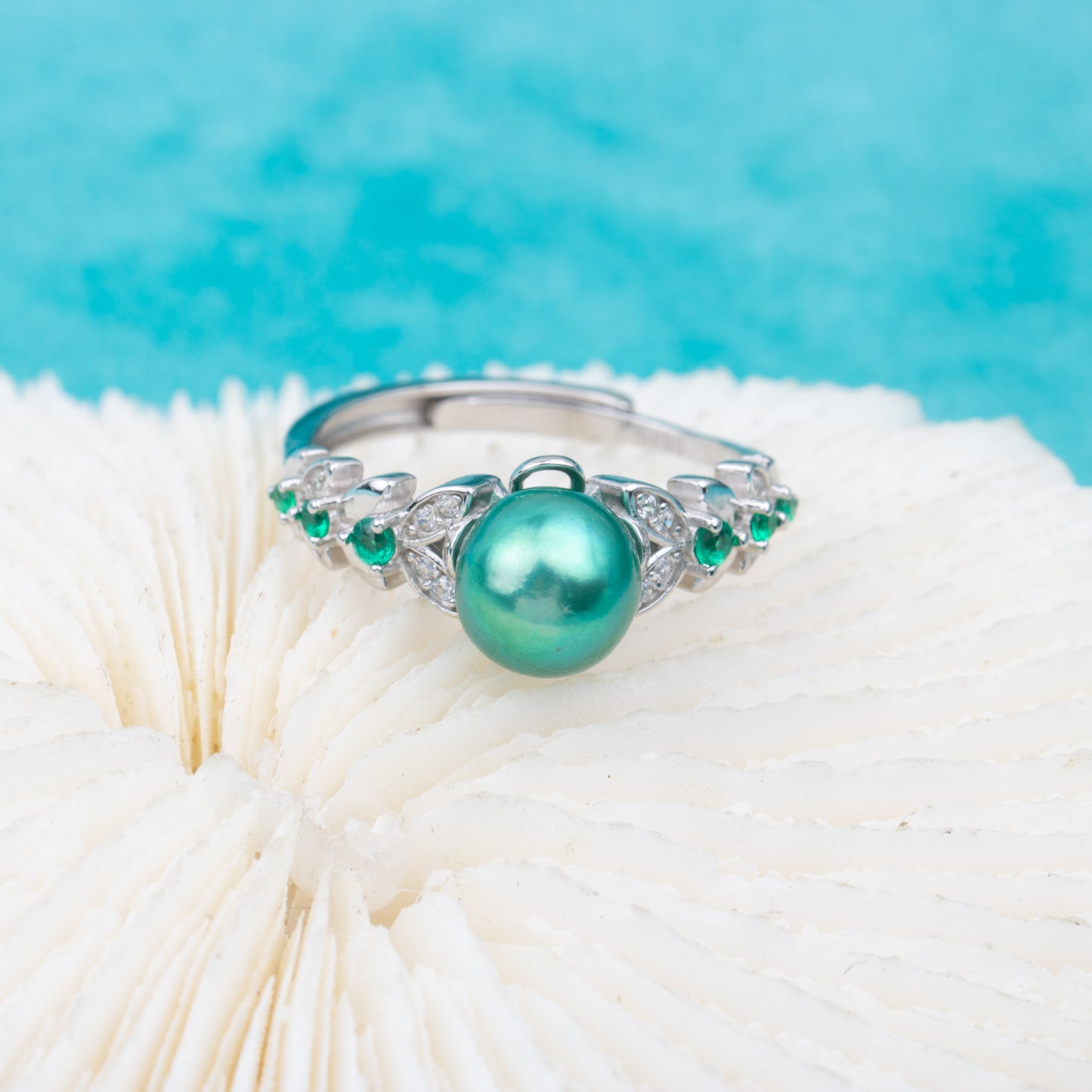 r010806 DIY 7-8mm Natural Freshwater pearl Ring accessory 925 sterling silver Adjustable size engagement jewelry ring for women