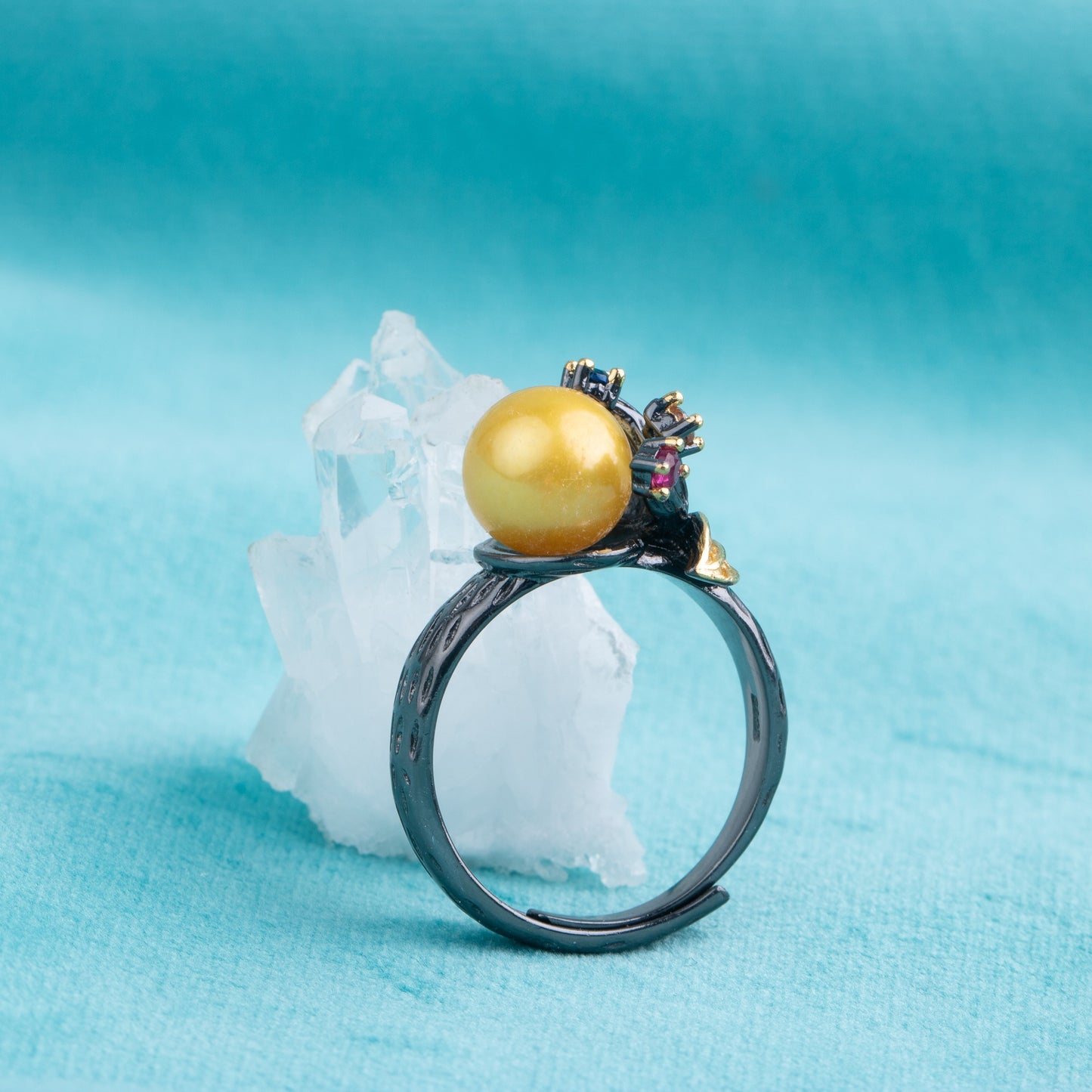 r040488 DIY 7-8mm Natural Freshwater pearl Ring accessory 925 sterling silver Adjustable size engagement jewelry ring for women