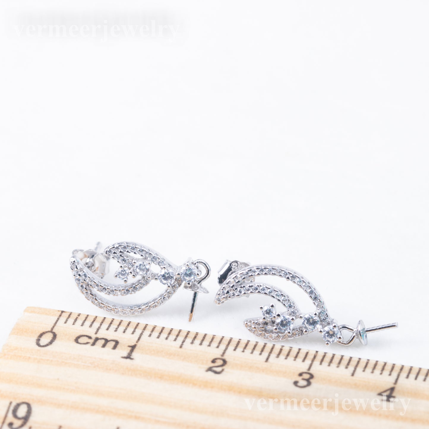 e010841 S925 pearl earring 925 sterling silver DIY 7-8mm Natural Freshwater pearl stud earring for women