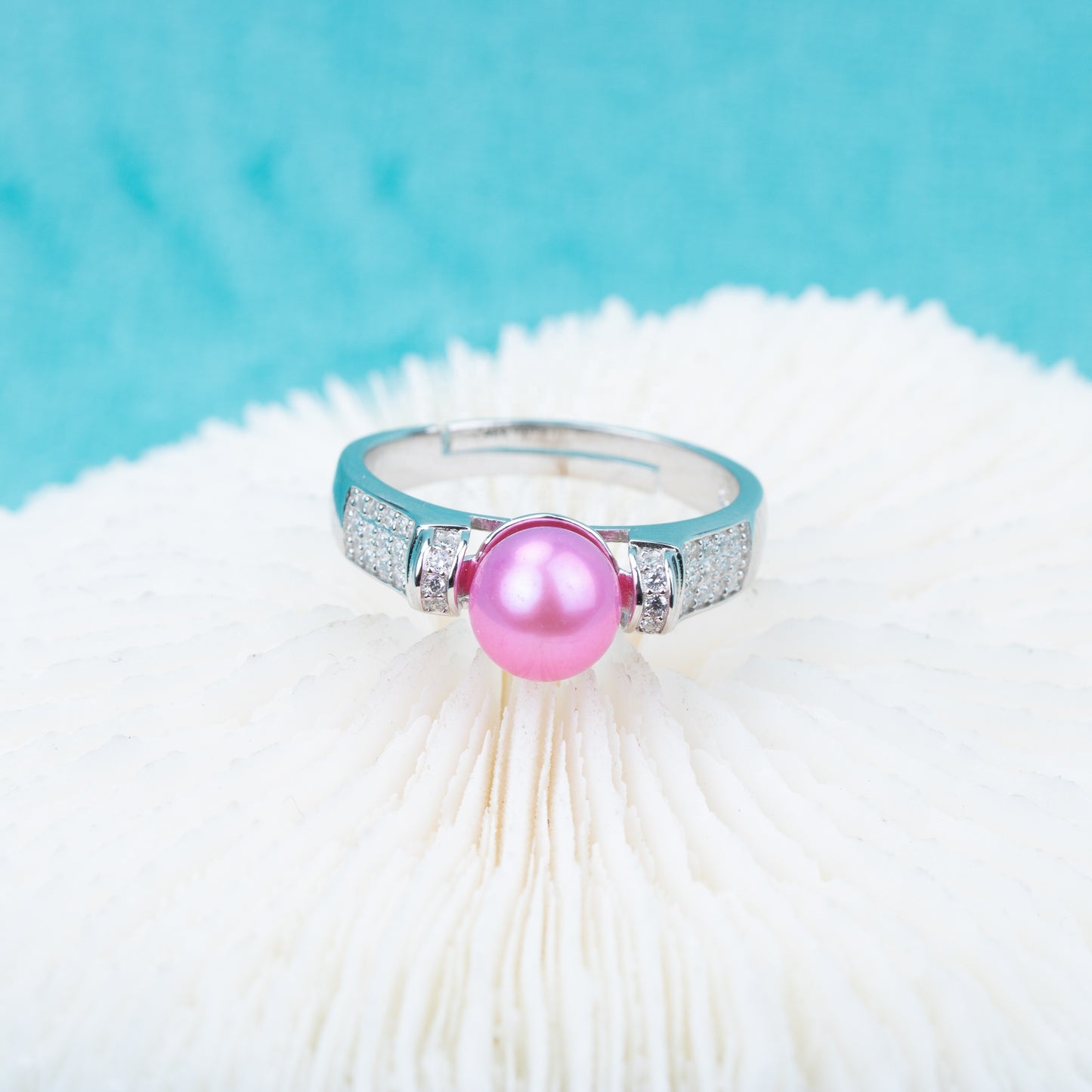 r030519 DIY 7-8mm Natural Freshwater pearl Ring accessory 925 sterling silver Adjustable size engagement jewelry ring for women