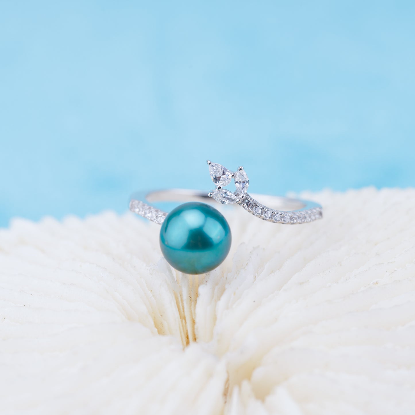 r010932 DIY 6-8mm Natural Freshwater pearl Ring accessory 925 sterling silver Adjustable size engagement jewelry ring for women