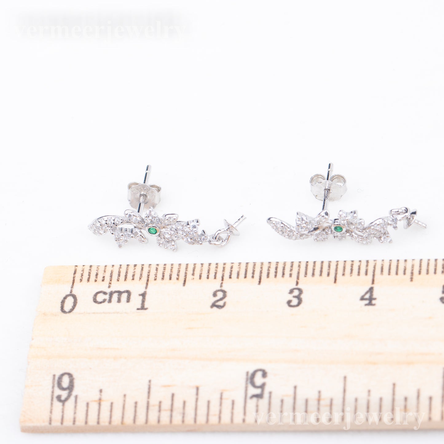 e010781 S925 pearl earring 925 sterling silver DIY 7-8mm Natural Freshwater pearl stud earring for women