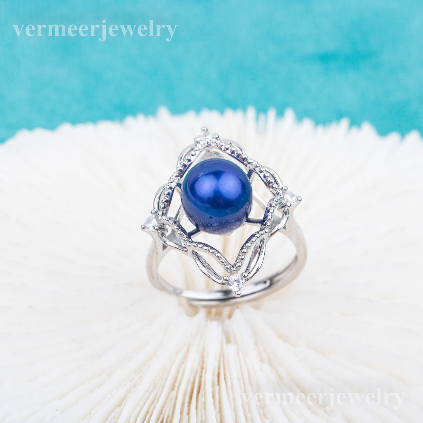 r010694 DIY 7-8mm Natural Freshwater pearl Ring accessory 925 sterling silver Adjustable size engagement jewelry ring for women