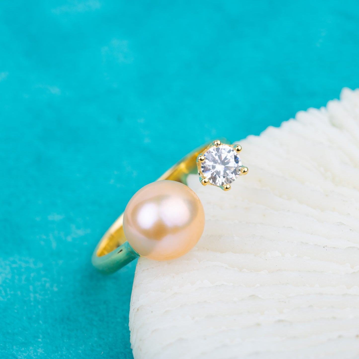 r020750 DIY 7-8mm Natural Freshwater pearl Ring accessory 925 sterling silver Adjustable size engagement jewelry ring for women