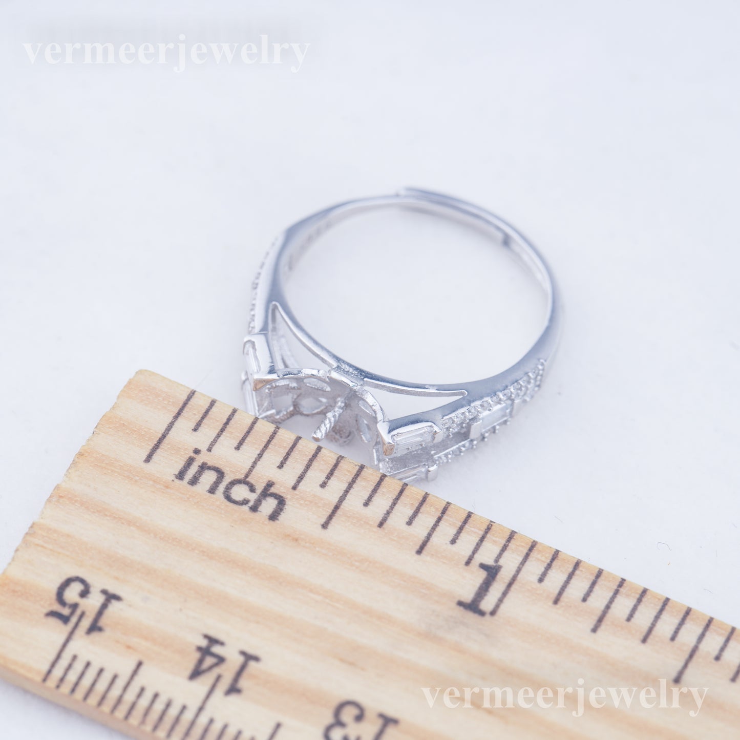 r010948 DIY 6-8mm Natural Freshwater pearl Ring accessory 925 sterling silver Adjustable size engagement jewelry ring for women