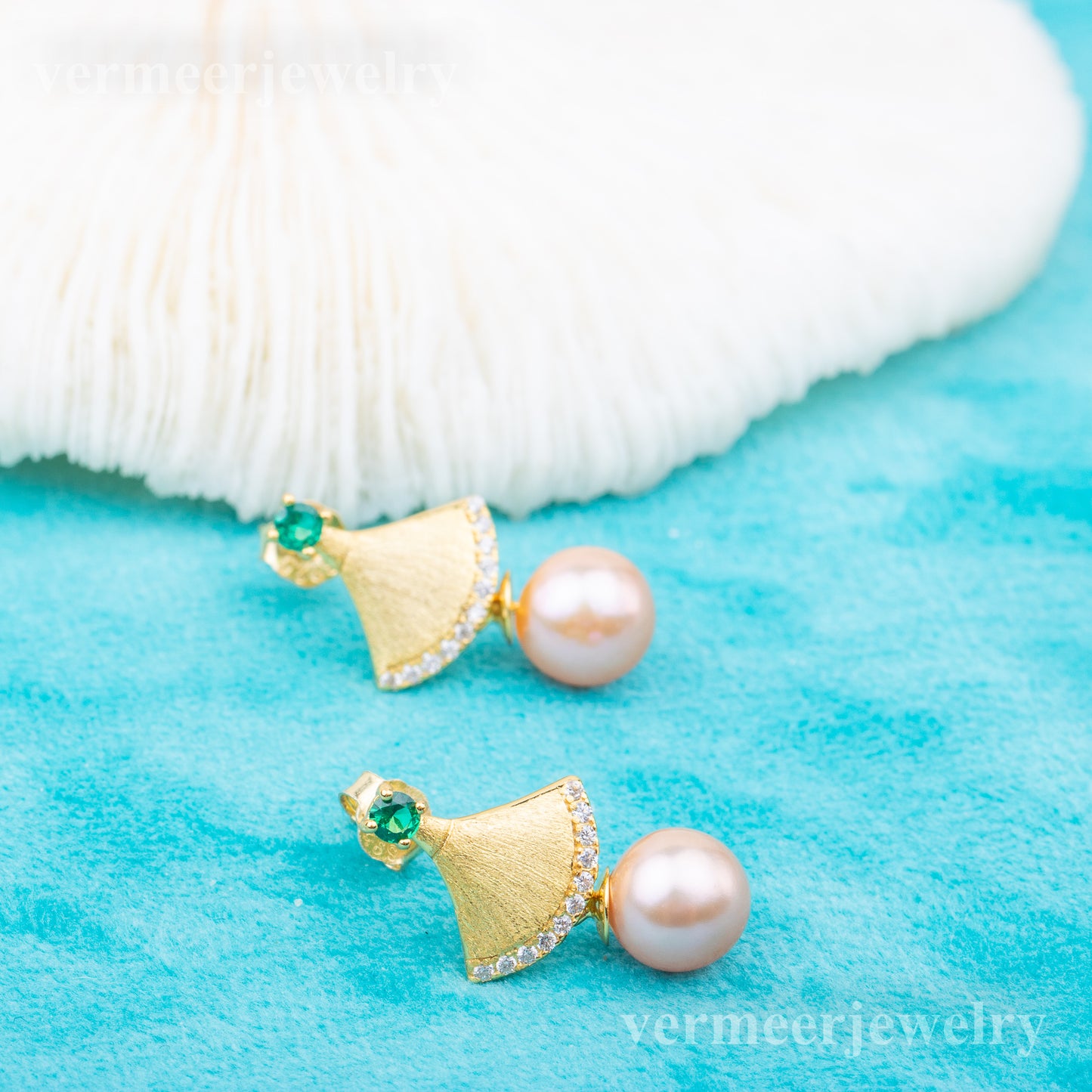 e010740 S925 pearl earring 925 sterling silver DIY 7-8mm Natural Freshwater pearl stud earring for women