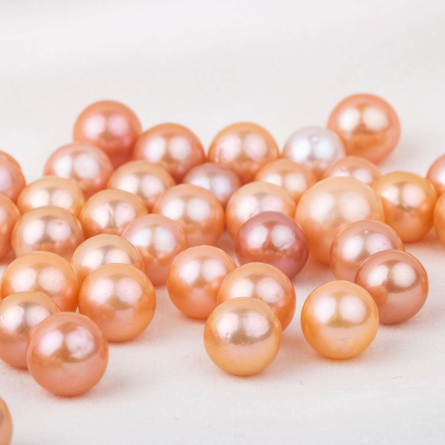 9-12mm cultured orange Edison Pearl High quality loose freshwater pearl round shape