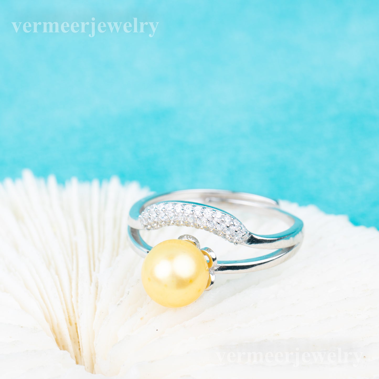 r010852 DIY 7-8mm Natural Freshwater pearl Ring accessory 925 sterling silver Adjustable size engagement jewelry ring for women