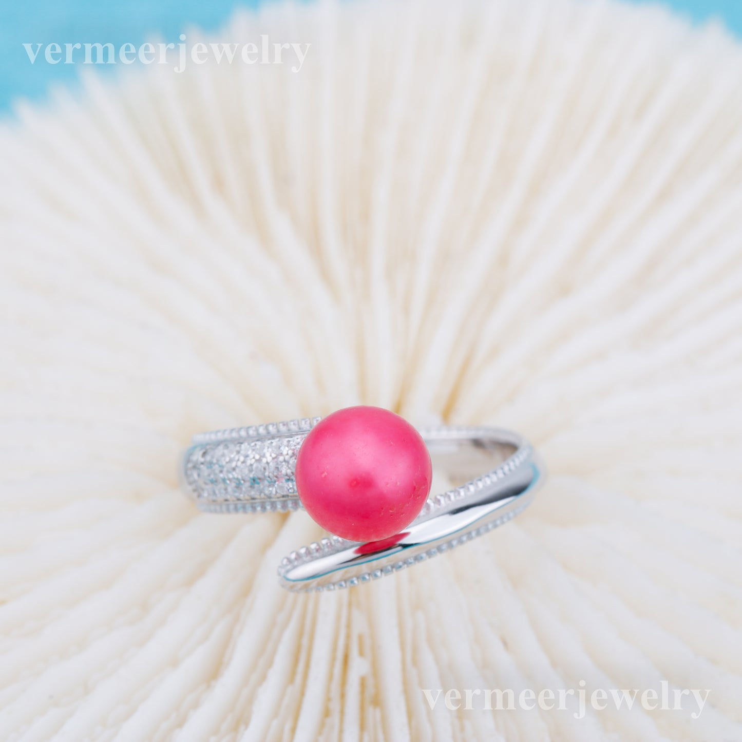 r010906 DIY 6-8mm Natural Freshwater pearl Ring accessory 925 sterling silver Adjustable size engagement jewelry ring for women