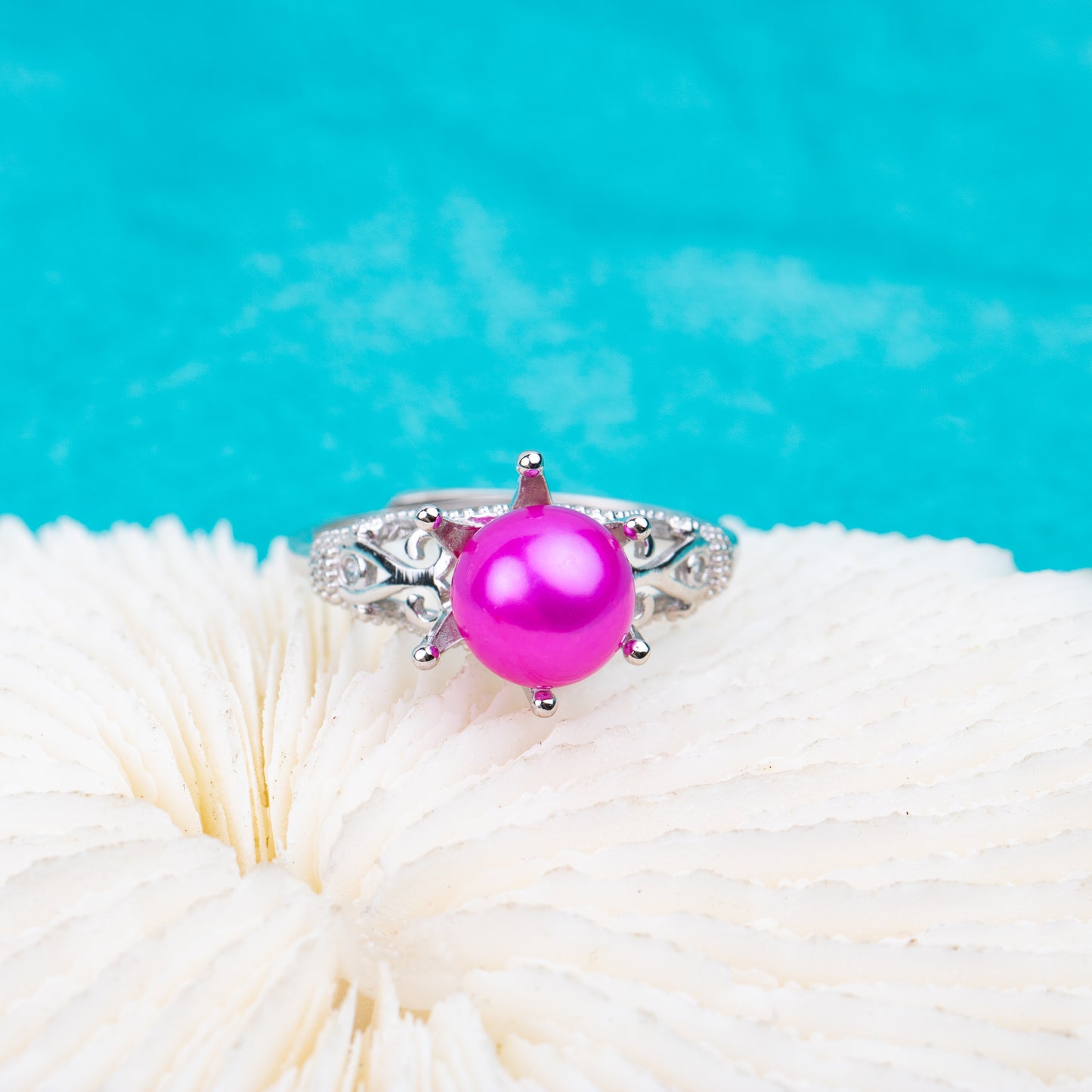 r010714 DIY 7-8mm Natural Freshwater pearl Ring accessory 925 sterling silver Adjustable size engagement jewelry ring for women