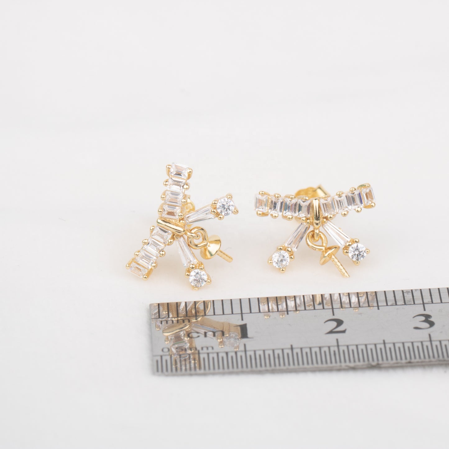 e010694 S925 pearl earring 925 sterling silver DIY 7-8mm Natural Freshwater pearl stud earring for women