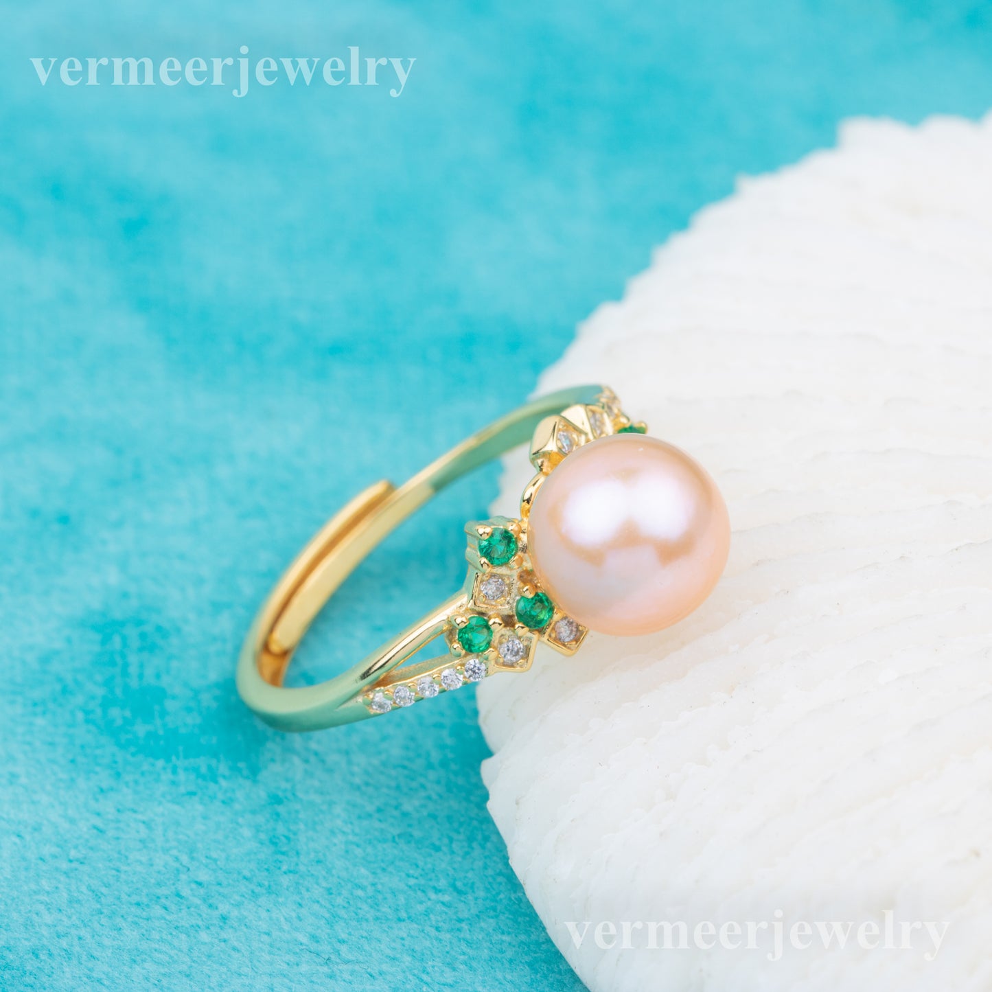 r010803 DIY 7-8mm Natural Freshwater pearl Ring accessory 925 sterling silver Adjustable size engagement jewelry ring for women
