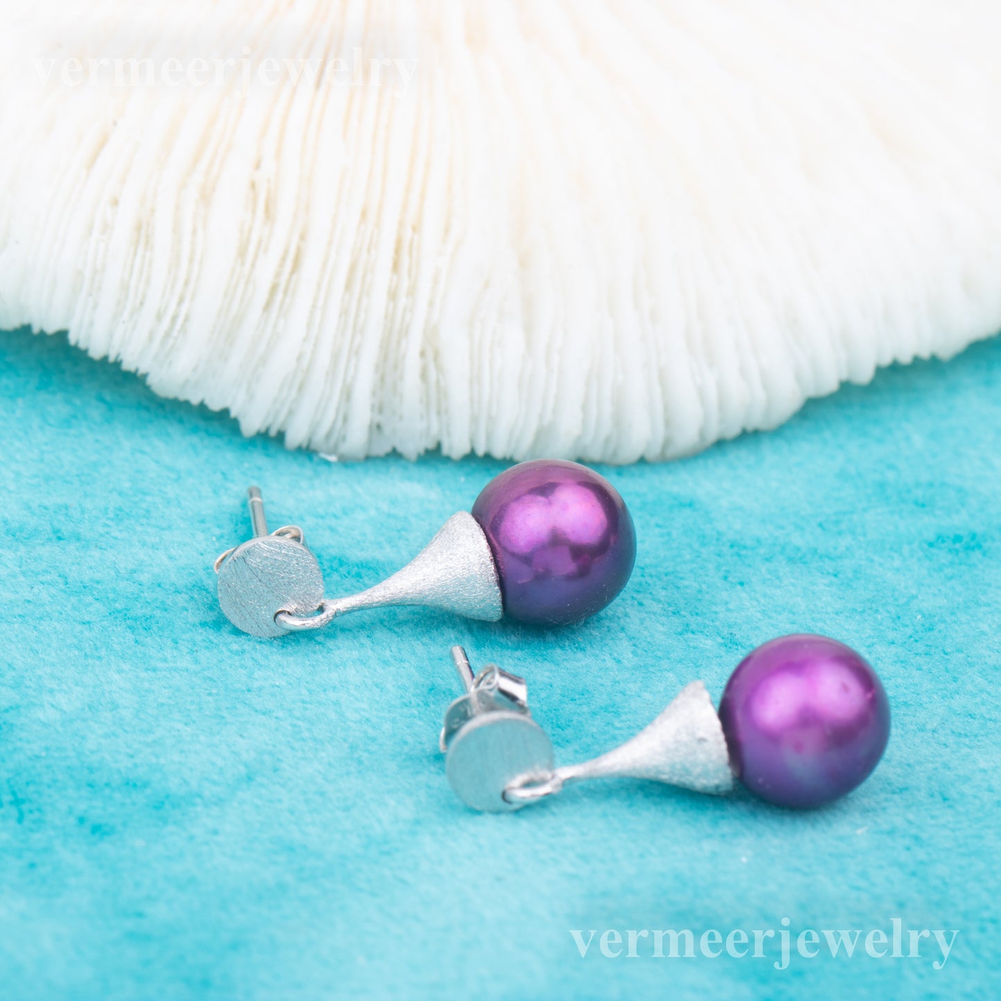 e010756 S925 pearl earring 925 sterling silver DIY 7-8mm Natural Freshwater pearl stud earring for women