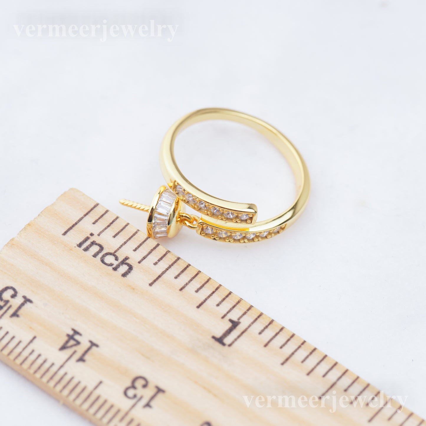 r010937 DIY 6-8mm Natural Freshwater pearl Ring accessory 925 sterling silver Adjustable size engagement jewelry ring for women