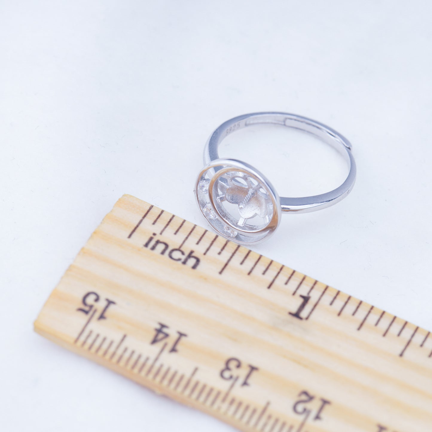 r010921 DIY 6-8mm Natural Freshwater pearl Ring accessory 925 sterling silver Adjustable size engagement jewelry ring for women