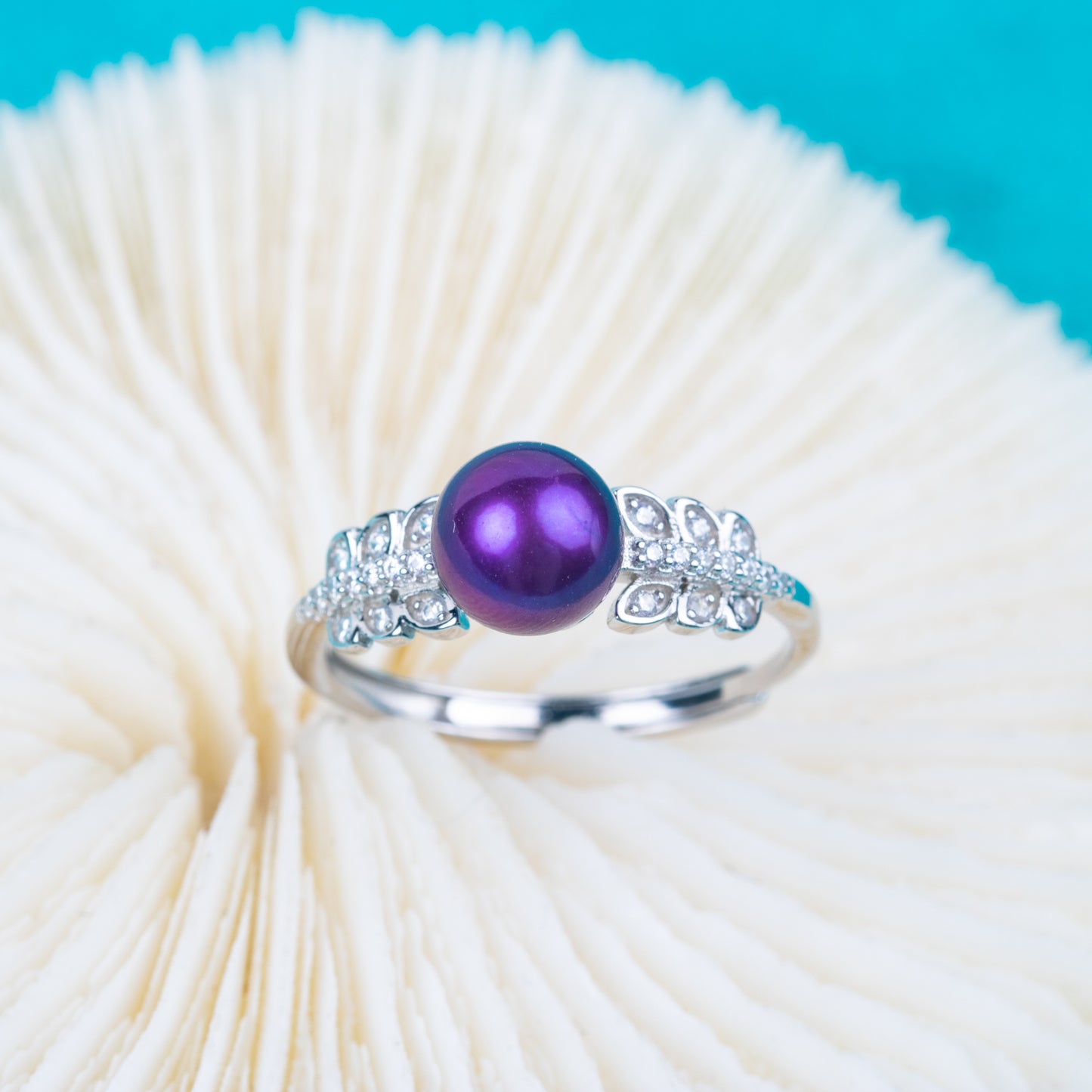 r010831 DIY 7-8mm Natural Freshwater pearl Ring accessory 925 sterling silver Adjustable size engagement jewelry ring for women