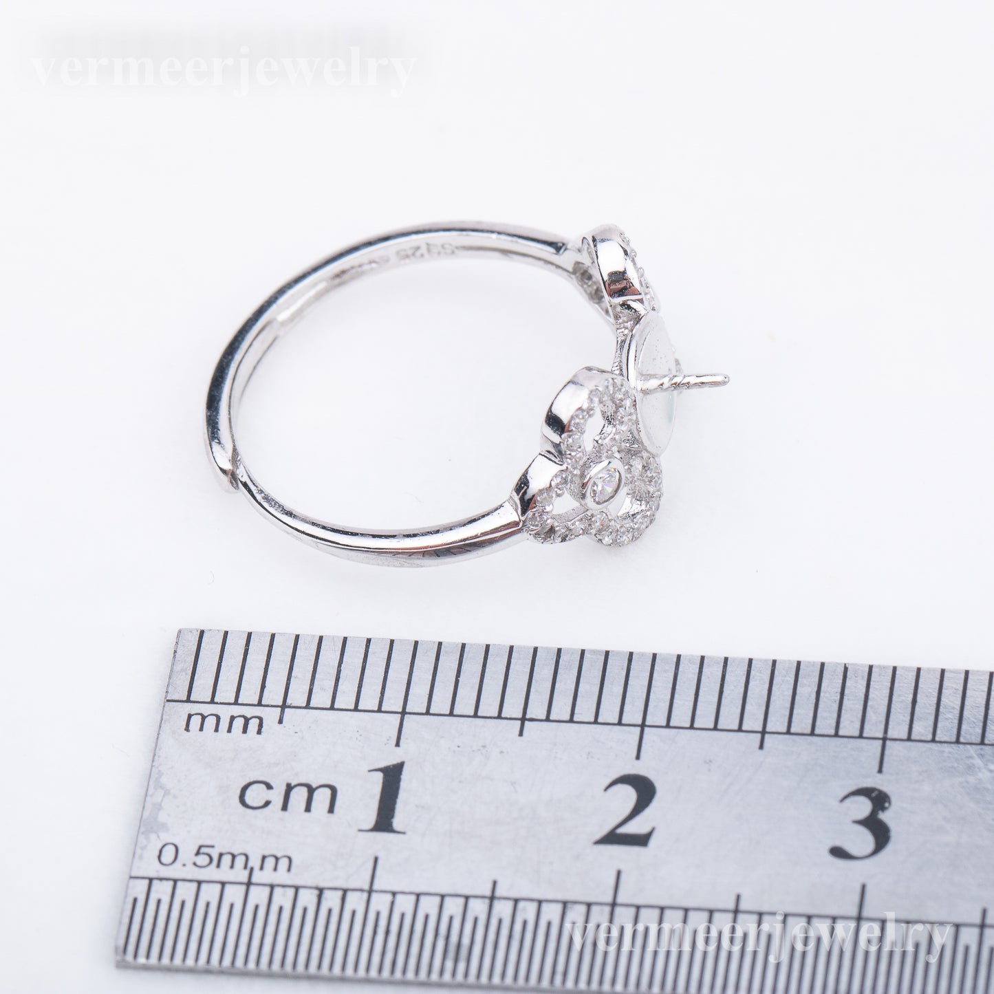 r010685 DIY 7-8mm Natural Freshwater pearl Ring accessory 925 sterling silver Adjustable size engagement jewelry ring for women