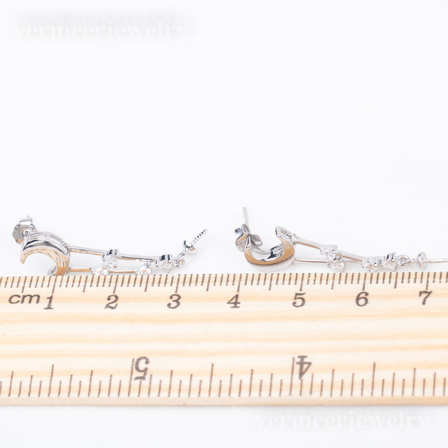 e010810 S925 pearl earring 925 sterling silver DIY 7-8mm Natural Freshwater pearl stud earring for women