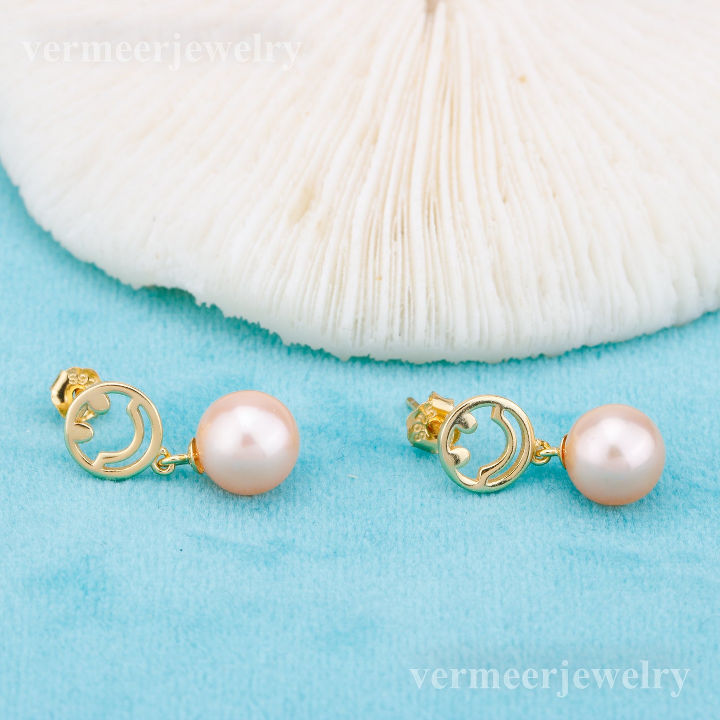 e010878 S925 pearl earring 925 sterling silver DIY 7-8mm Natural Freshwater pearl stud earring for women