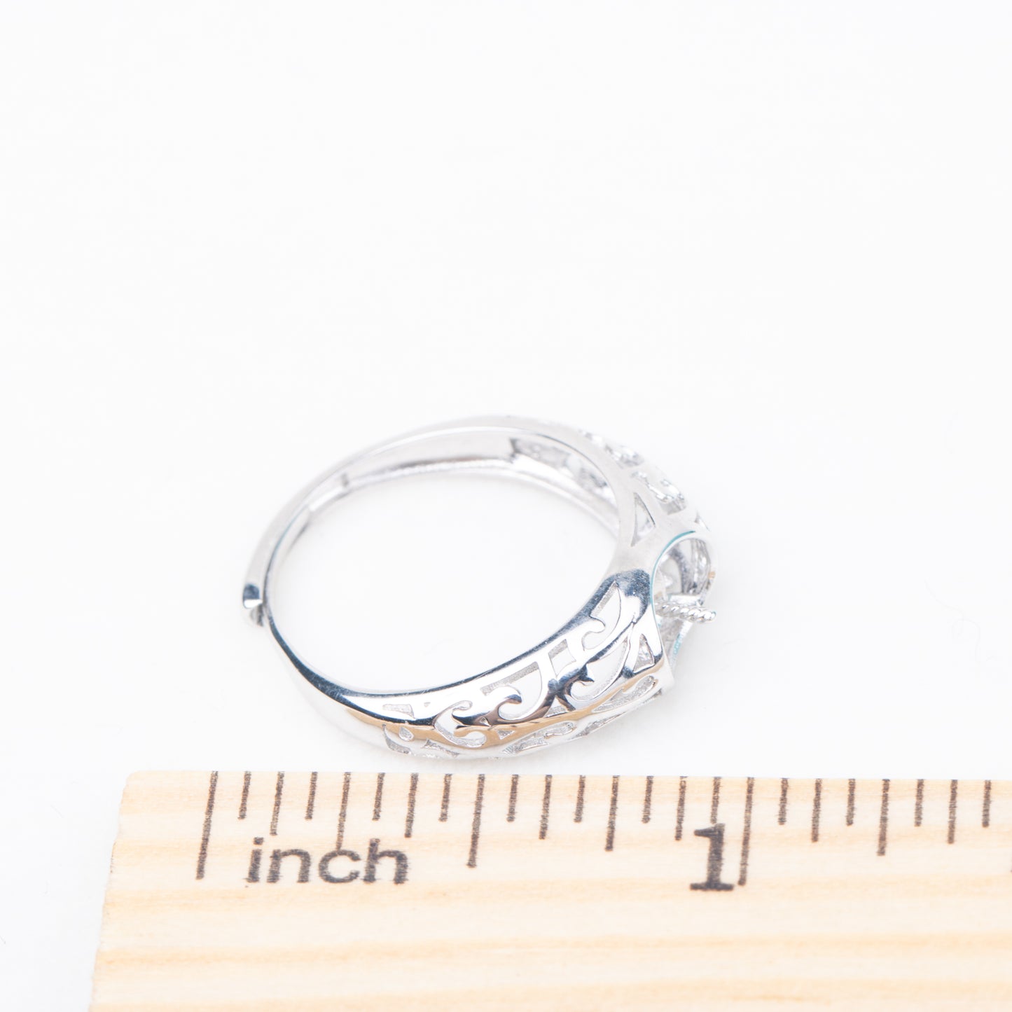 r010846 DIY 7-8mm Natural Freshwater pearl Ring accessory 925 sterling silver Adjustable size engagement jewelry ring for women
