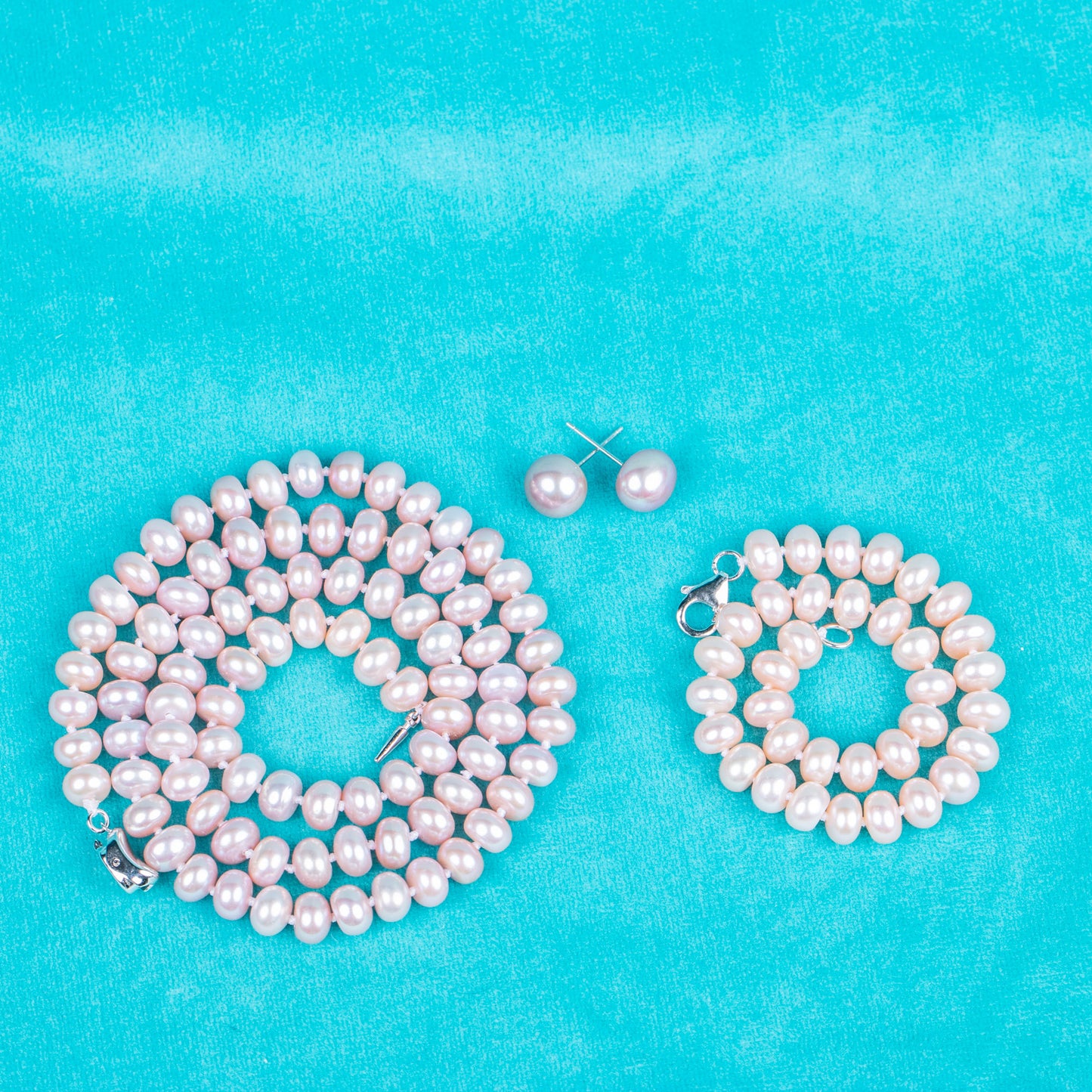 925 silver clasp natural purple button AAA real natural 6-7 mm pearl women jewelry necklace set