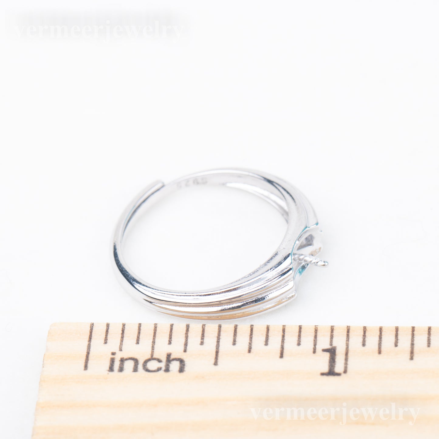 r010849 DIY 7-8mm Natural Freshwater pearl Ring accessory 925 sterling silver Adjustable size engagement jewelry ring for women