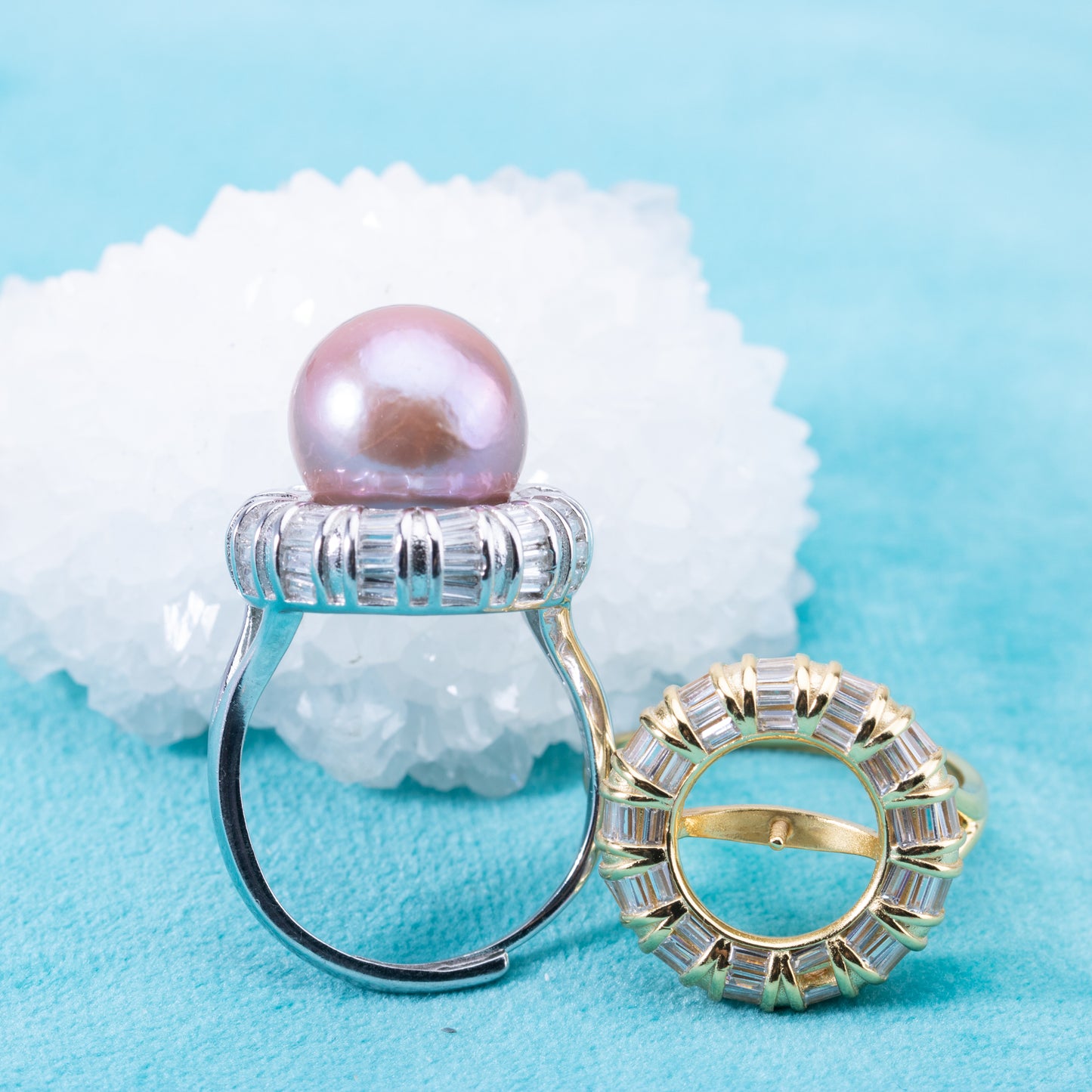 re010901 DIY 9-11mm Natural Freshwater pearl Ring accessory 925 sterling silver Adjustable size engagement ring for women