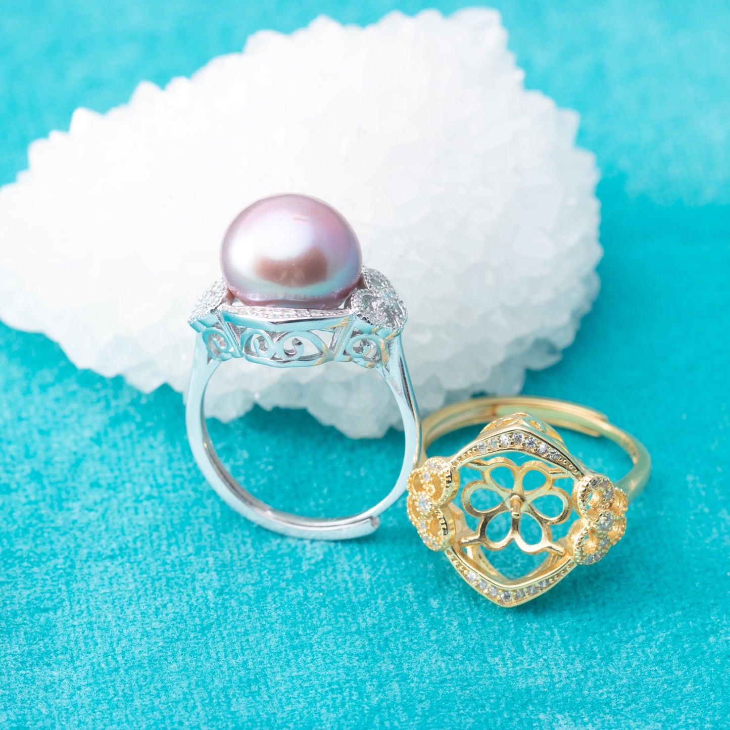 re010866 DIY 9-11mm Natural Freshwater pearl Ring accessory 925 sterling silver Adjustable size engagement ring for women