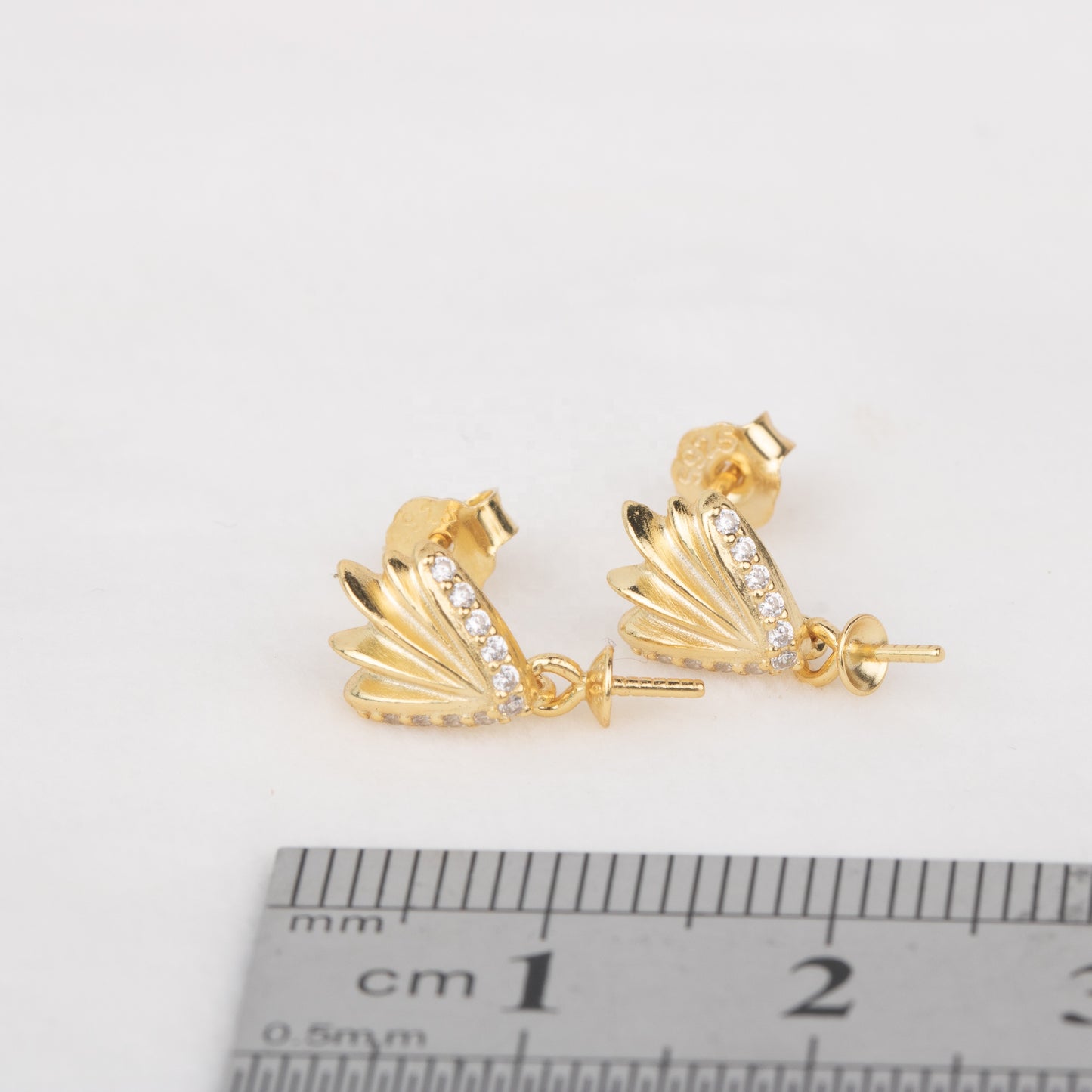 e010683 S925 pearl earring 925 sterling silver DIY 7-8mm Natural Freshwater pearl stud earring for women