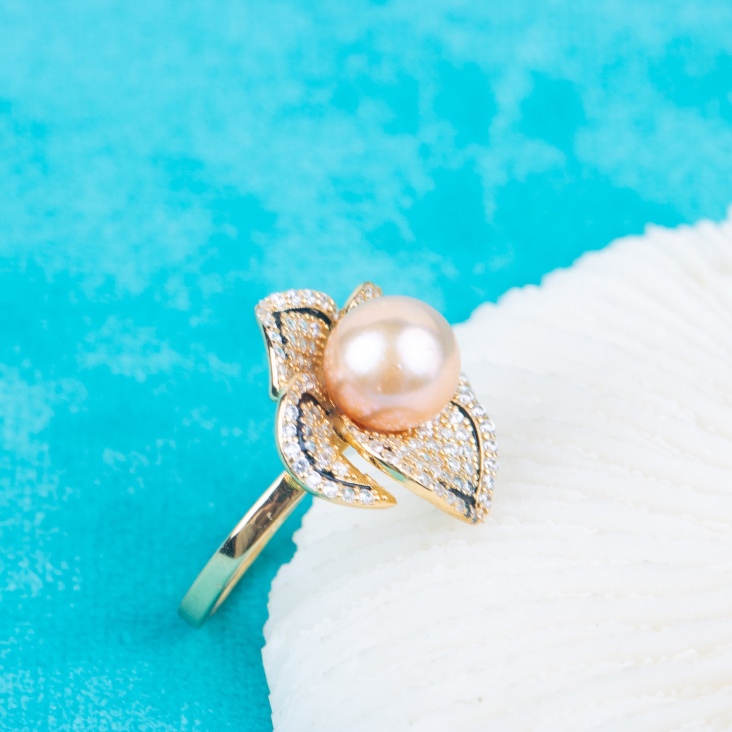 r010842 DIY 7-8mm Natural Freshwater pearl Ring accessory 925 sterling silver Adjustable size engagement jewelry ring for women