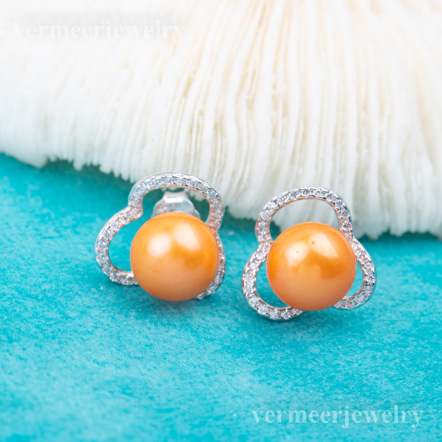 e010779 S925 pearl earring 925 sterling silver DIY 7-8mm Natural Freshwater pearl stud earring for women