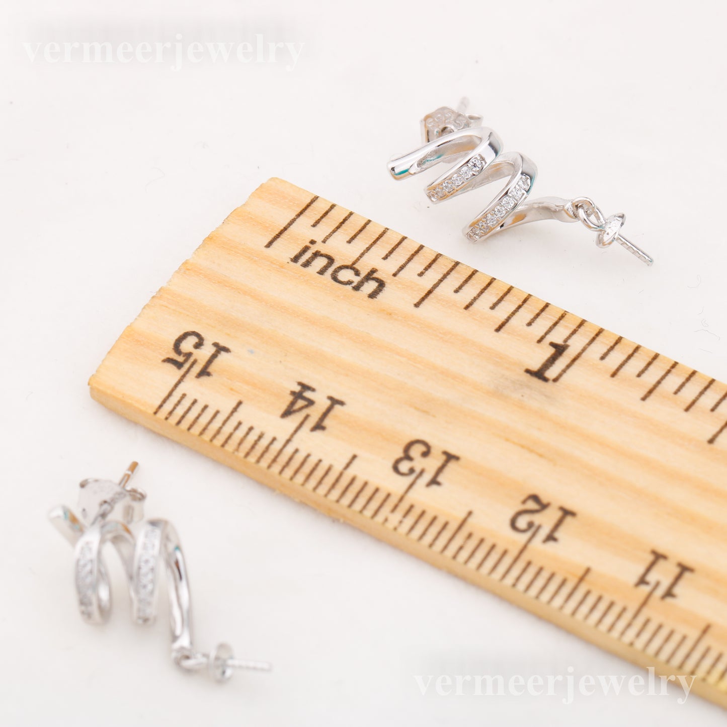 e010856 S925 pearl earring 925 sterling silver DIY 7-8mm Natural Freshwater pearl stud earring for women