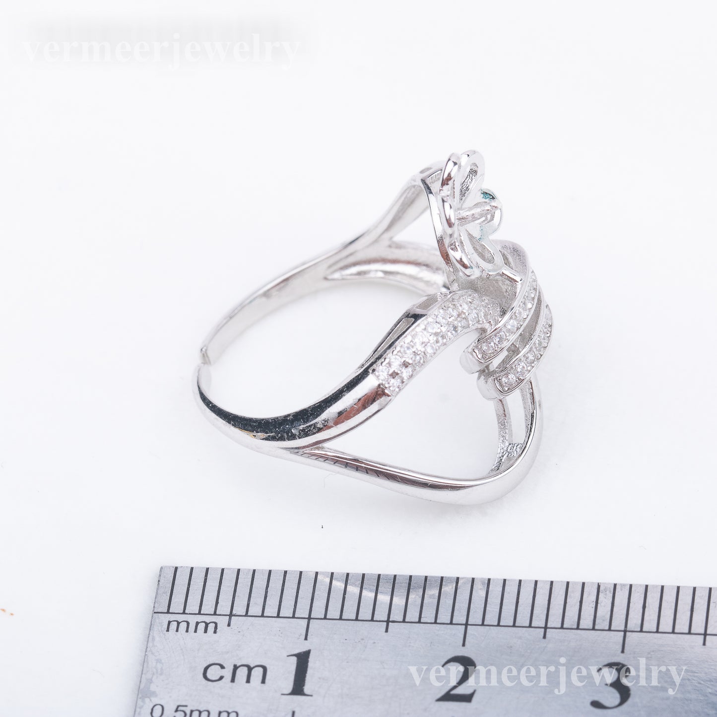 r010686 DIY 7-8mm Natural Freshwater pearl Ring accessory 925 sterling silver Adjustable size engagement jewelry ring for women