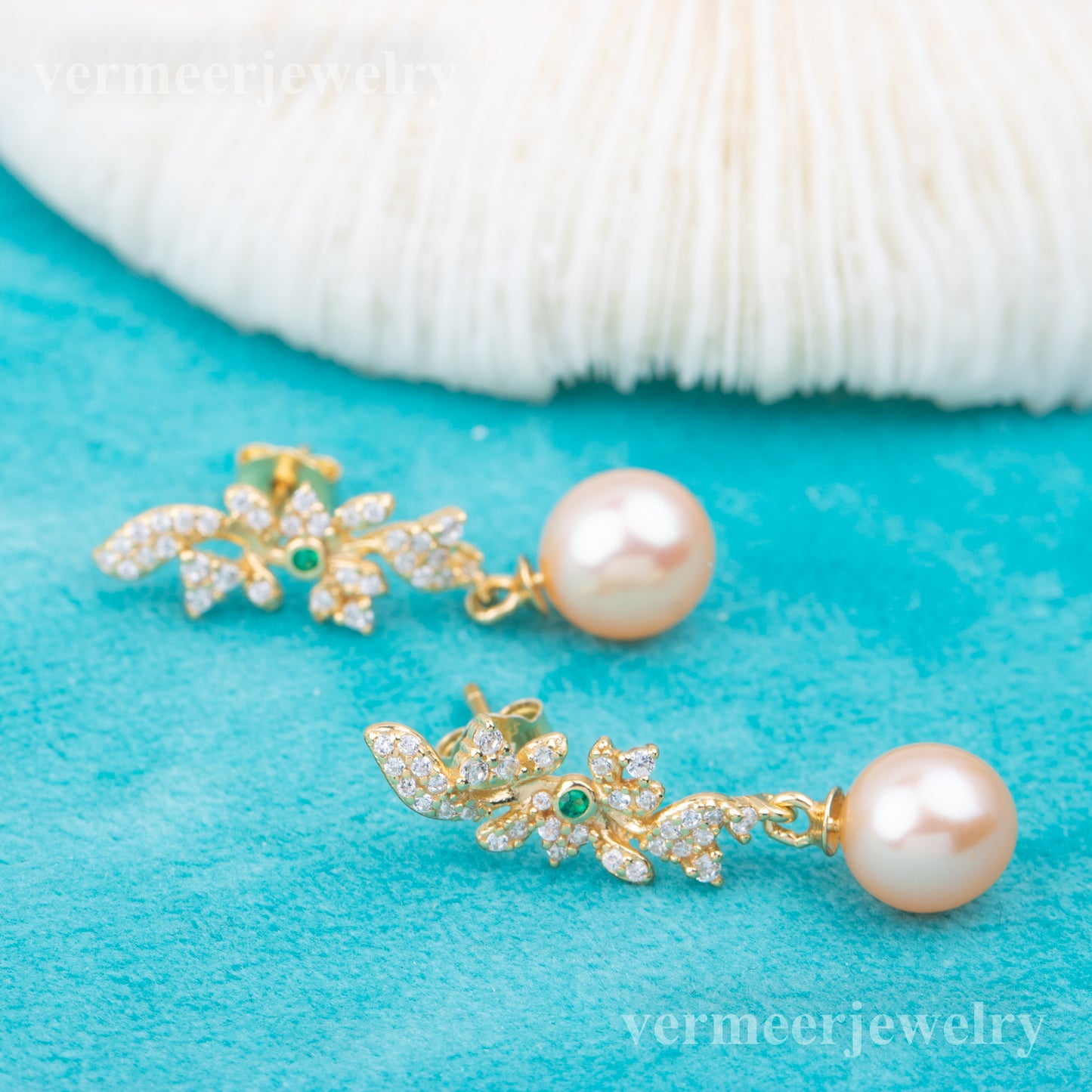 e010781 S925 pearl earring 925 sterling silver DIY 7-8mm Natural Freshwater pearl stud earring for women