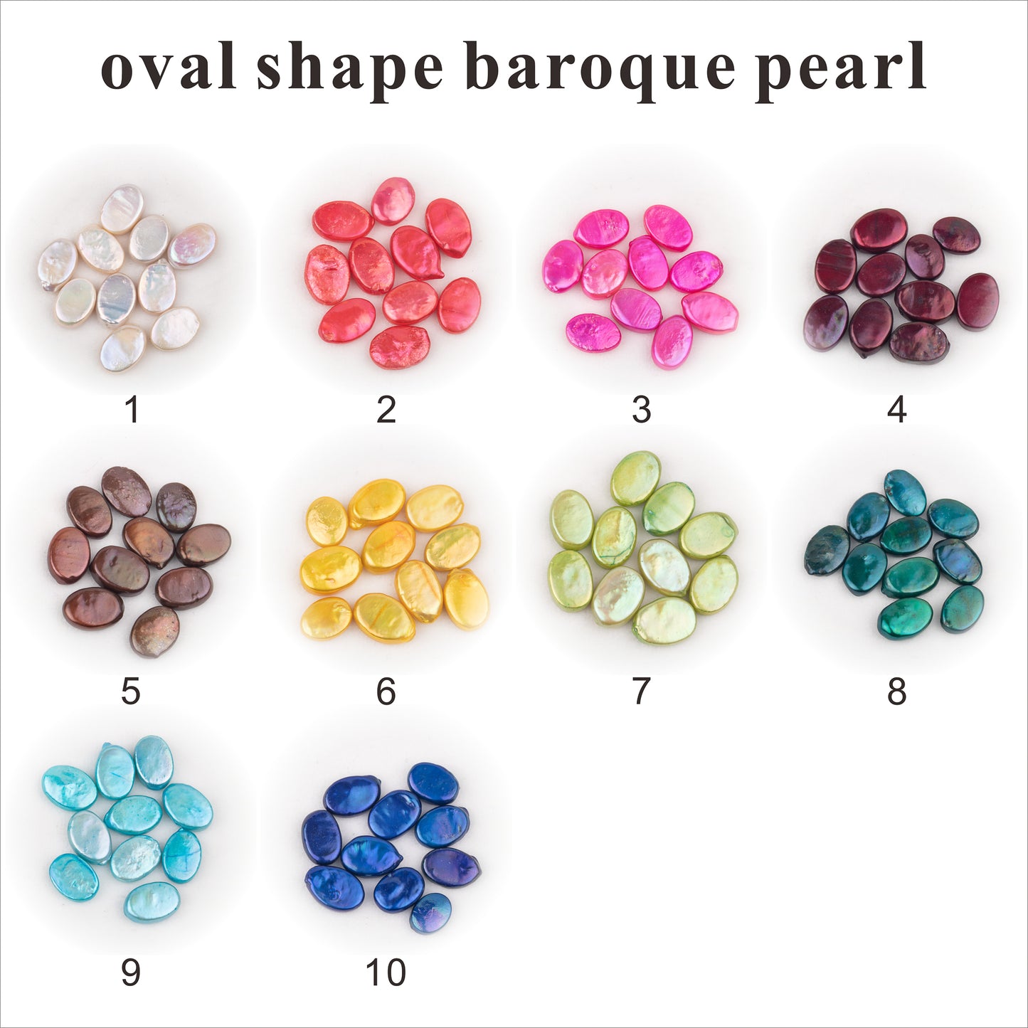 Wholesale 10colors 8-11mm loose freshwater oval shape baroque pearl no hole for pearl party
