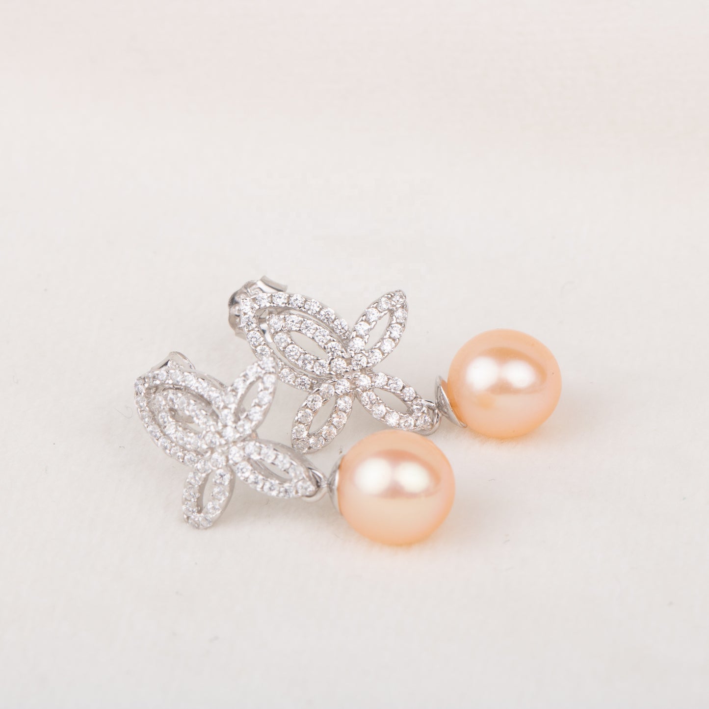 e010697 S925 pearl earring 925 sterling silver DIY 7-8mm Natural Freshwater pearl stud earring for women