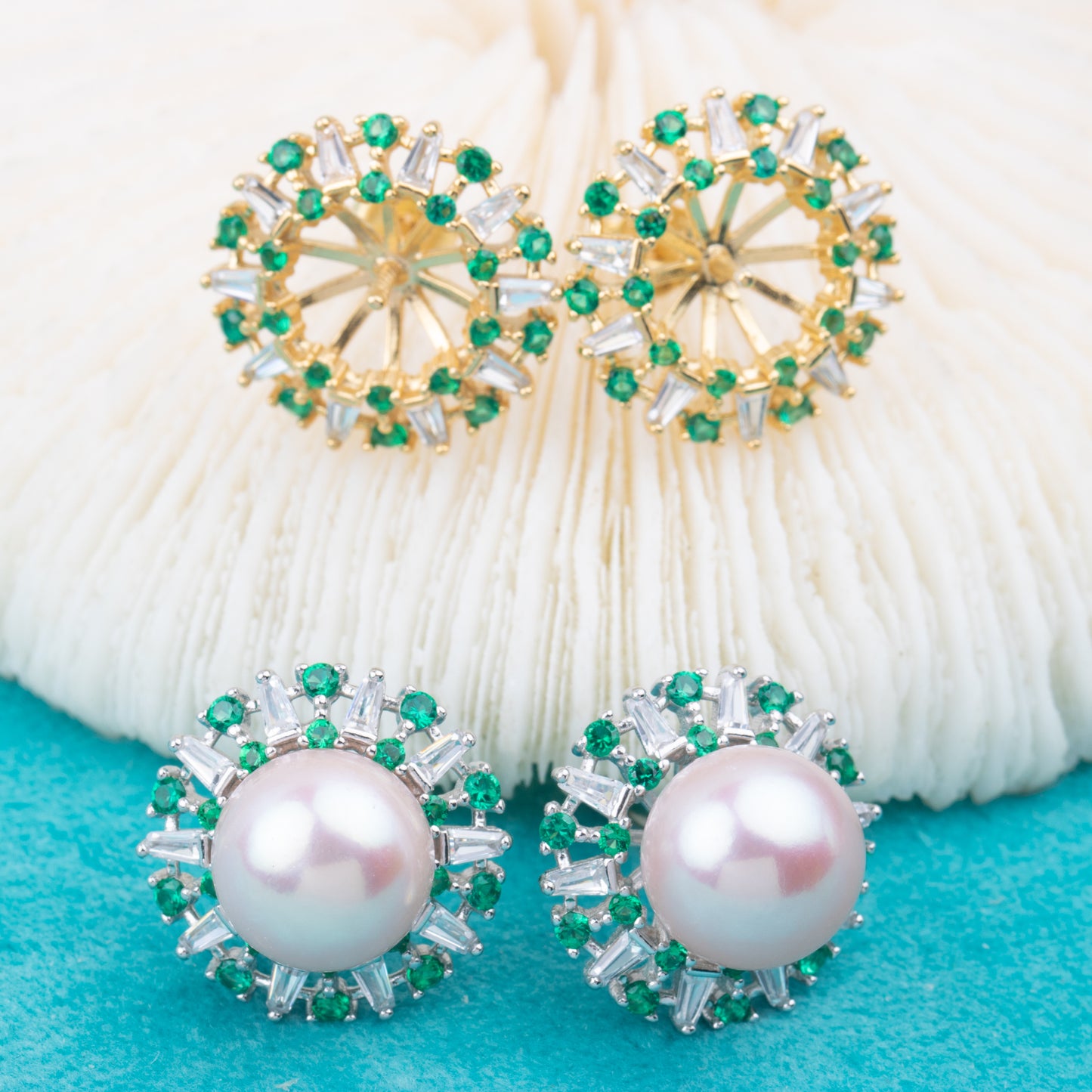 e010789 S925 pearl earring 925 sterling silver DIY 7-8mm Natural Freshwater pearl stud earring for women