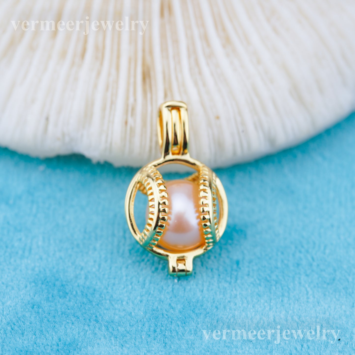 C030116 sterling silver Freshwater pearl cage pendant necklace jewelry locket for pearl party
