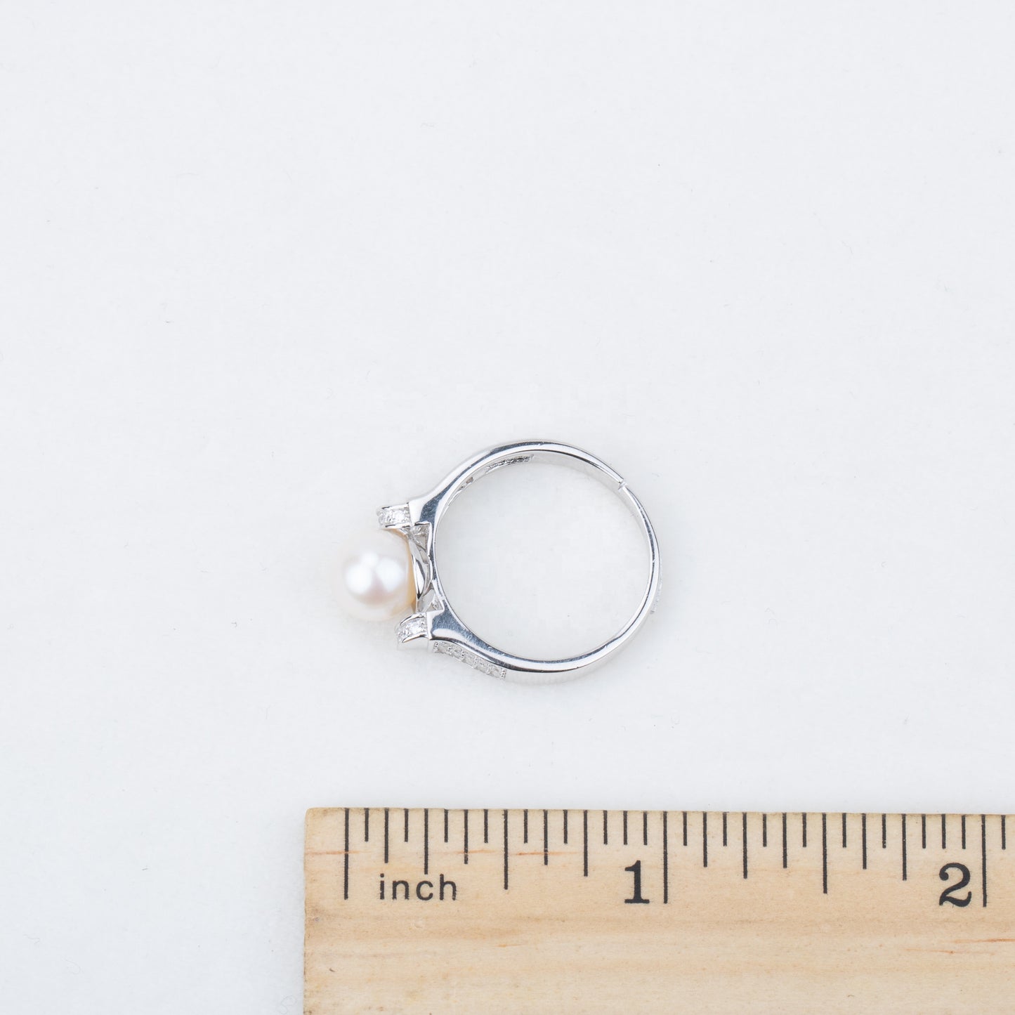 r030519 DIY 7-8mm Natural Freshwater pearl Ring accessory 925 sterling silver Adjustable size engagement jewelry ring for women