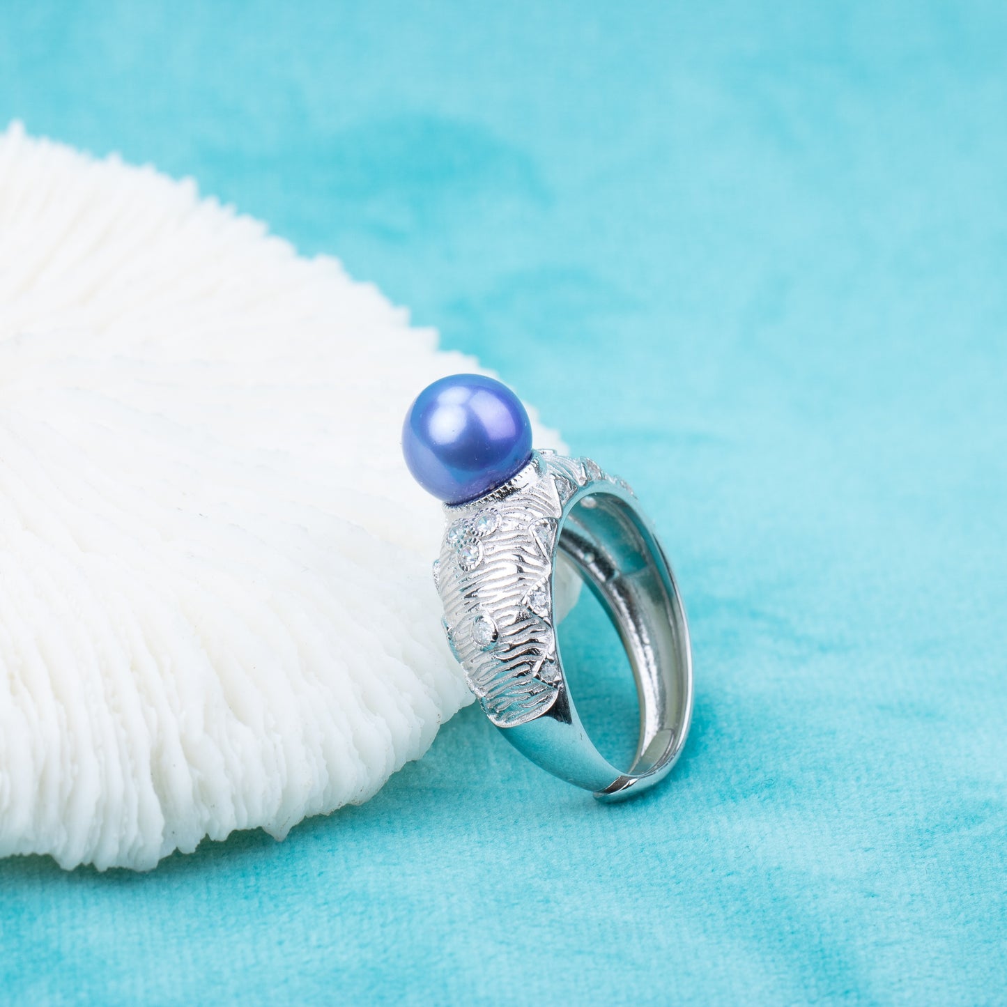 r030523 DIY 7-8mm Natural Freshwater pearl Ring accessory 925 sterling silver Adjustable size engagement jewelry ring for women